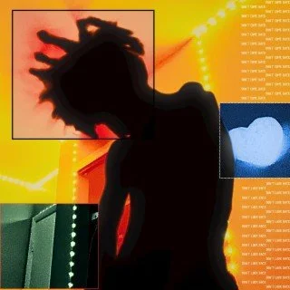 Silhouette of a person with dreadlocks against a colorful, abstract background featuring charts and graphs.