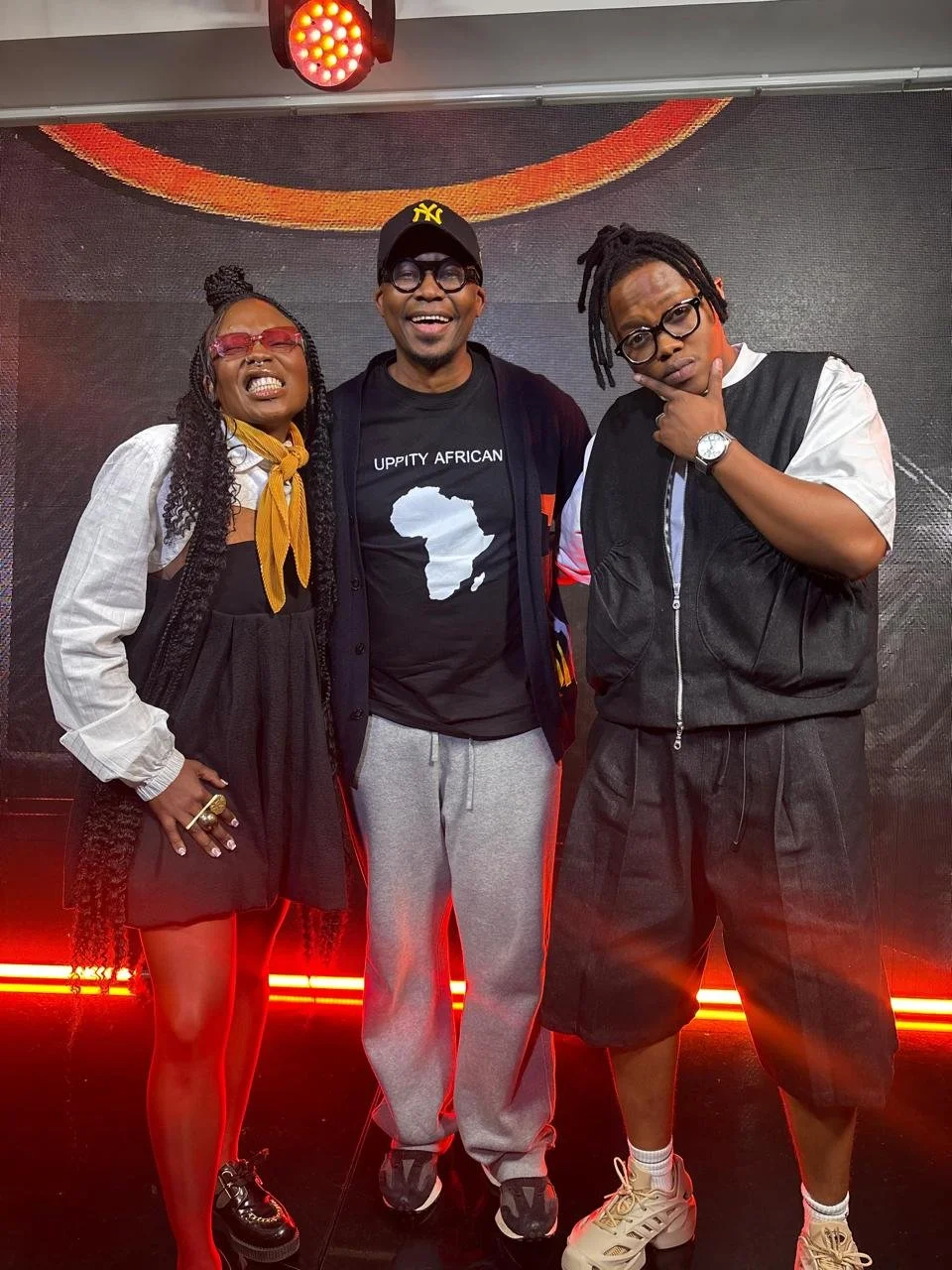 Monde Twala on set of a music magazine show