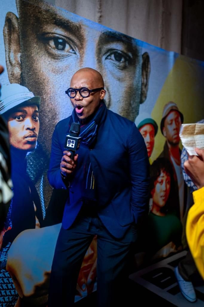 Monde Twala doing media interviews at the launch of the Nkalakatha biopic. Great honour of the legendary Mandoza in partnership with the Mandoza foundation.