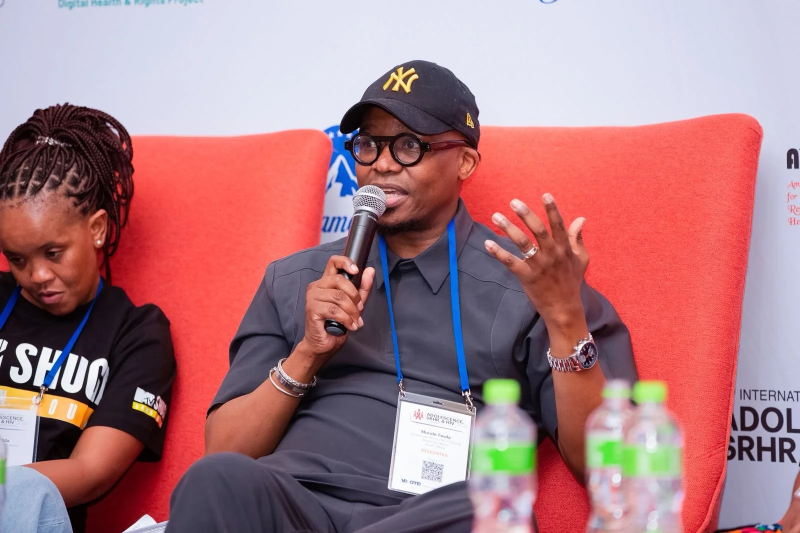 Monde Twala speaking on the importance of edutainment to educate youth on sexual reproductive health, representing the Staying Alive Foundation