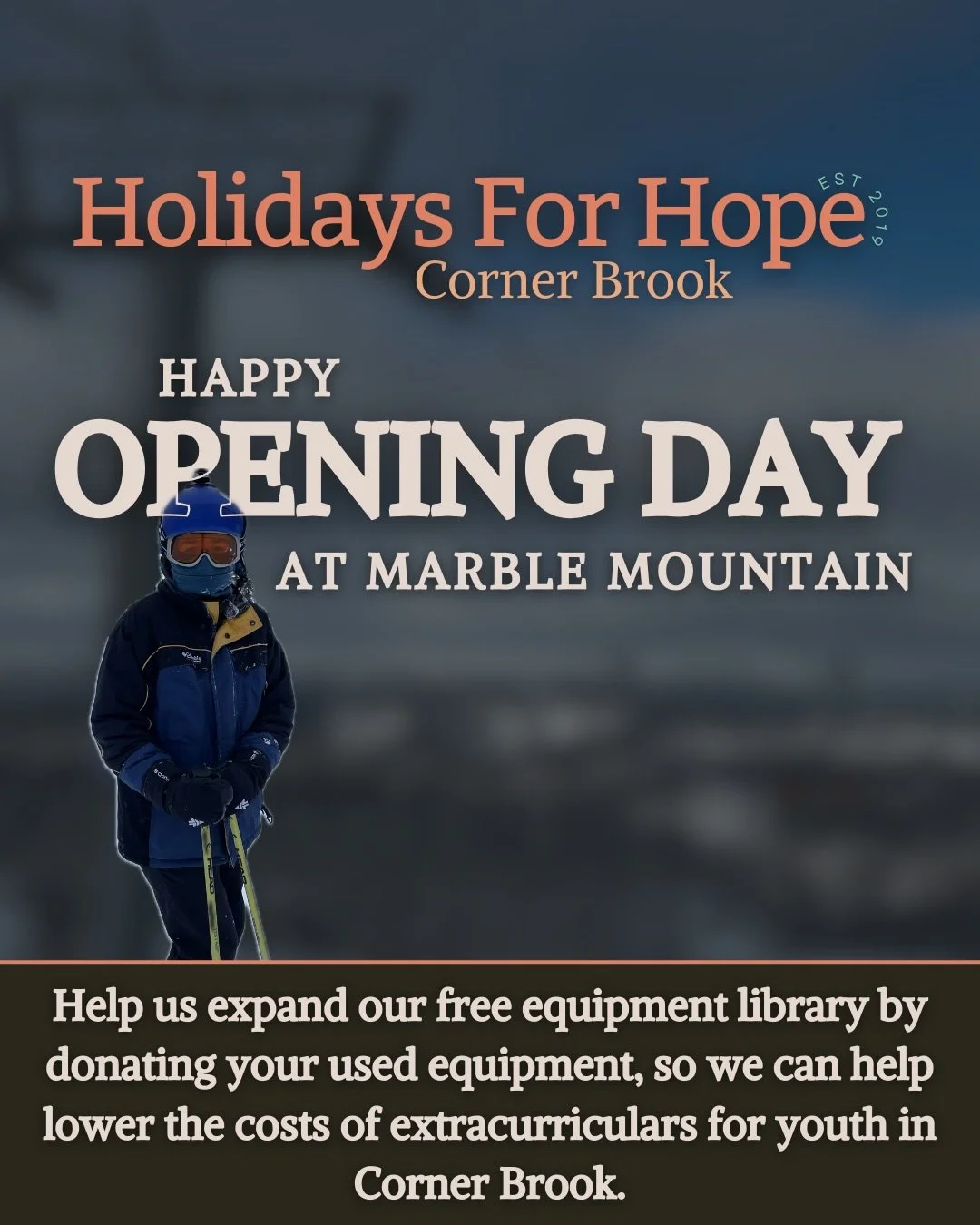 Did you get new gear for opening day at Marble this year?
Help us expand our free equipment library by donating your used equipment, so we can help lower the costs of extracurriculars for youth in Corner Brook.

If you would like to donate your used 
