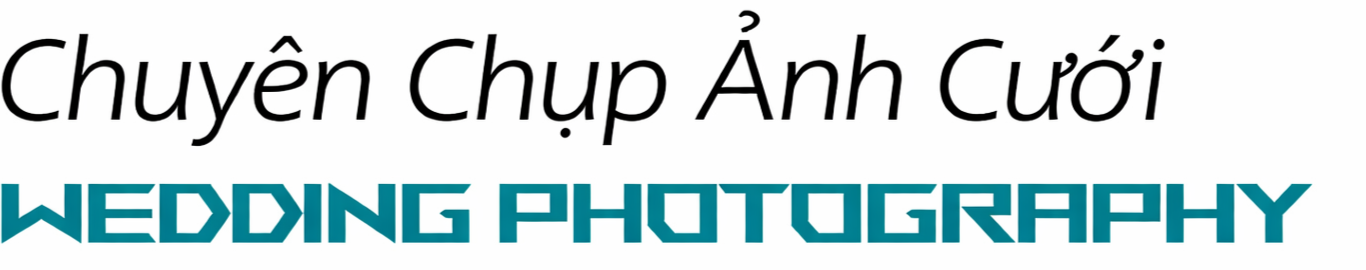Text in Vietnamese and English reading 'Specializing in wedding photography'.