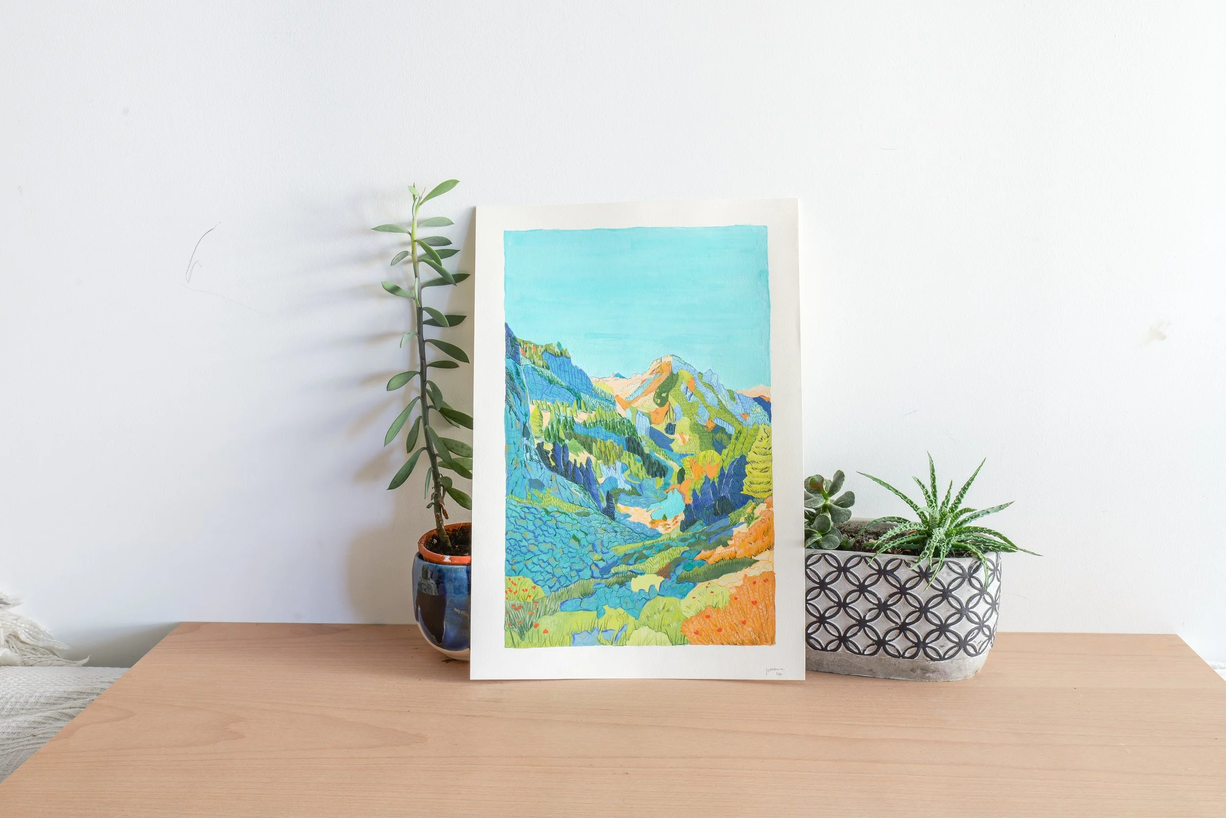 Original - Peinture Gouache Lac Léama