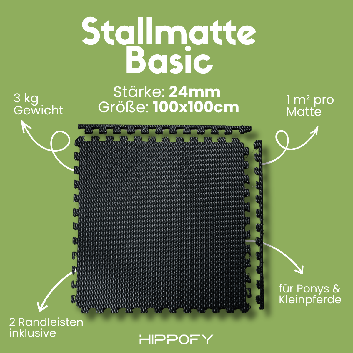 Stallmatte Basic · 100x100cm · 24mm