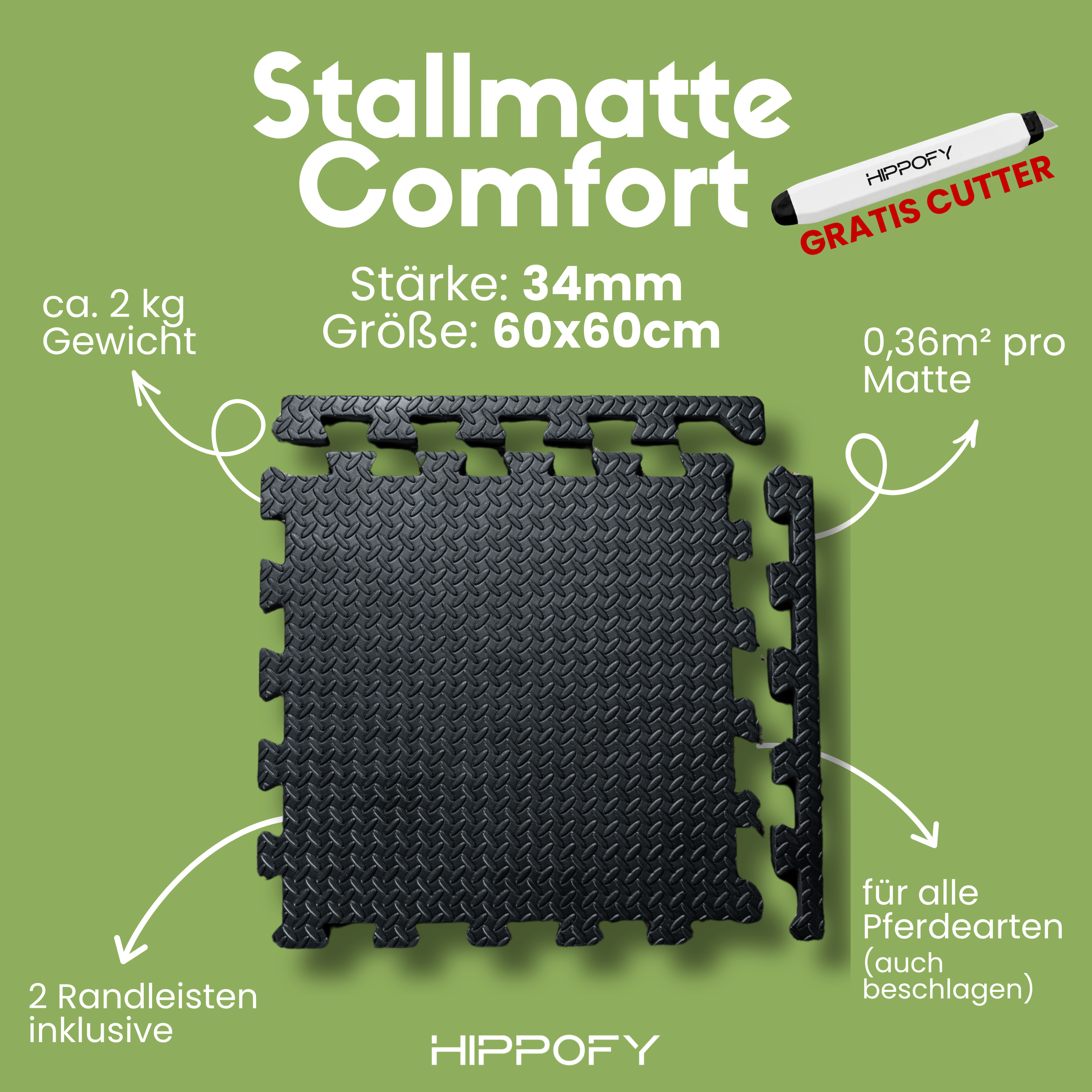 Stallmatte Comfort · 60x60cm · 34mm