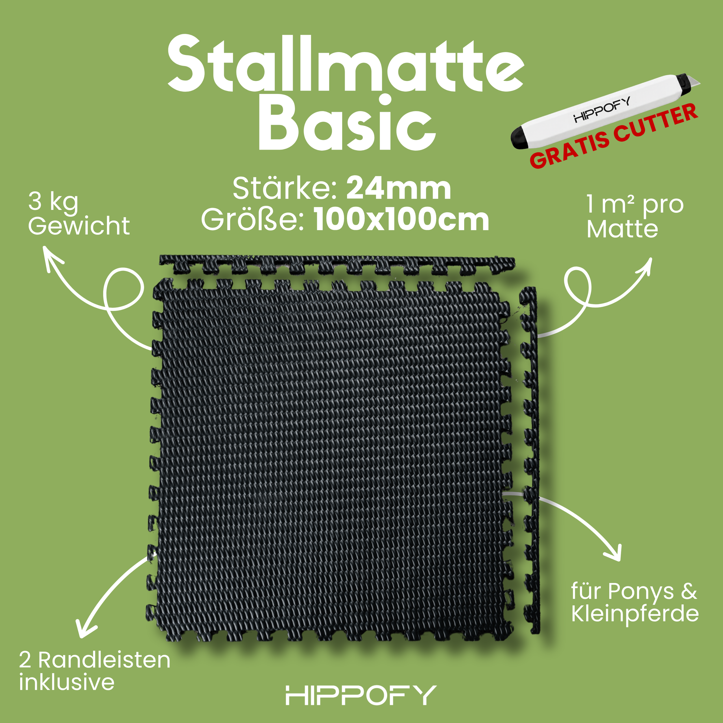 Stallmatte Basic · 100x100cm · 24mm