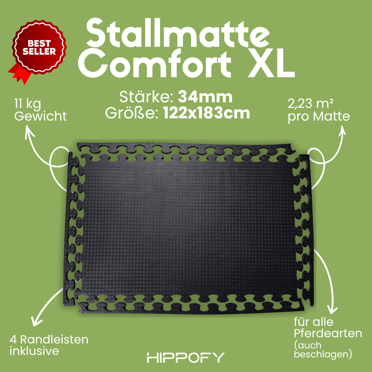 Stallmatte Comfort XL  · 122x183cm · 34mm