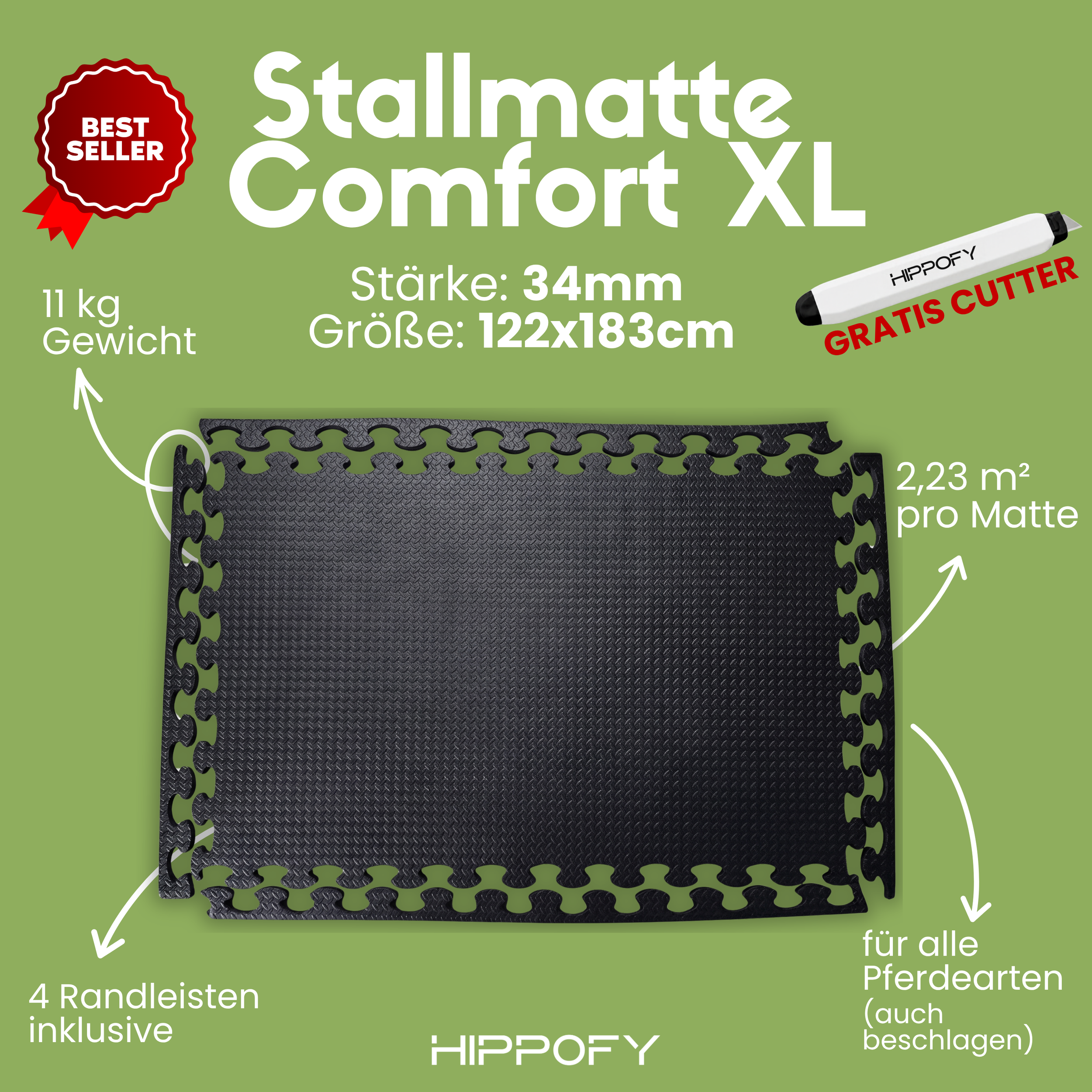Stallmatte Comfort XL  · 122x183cm · 34mm