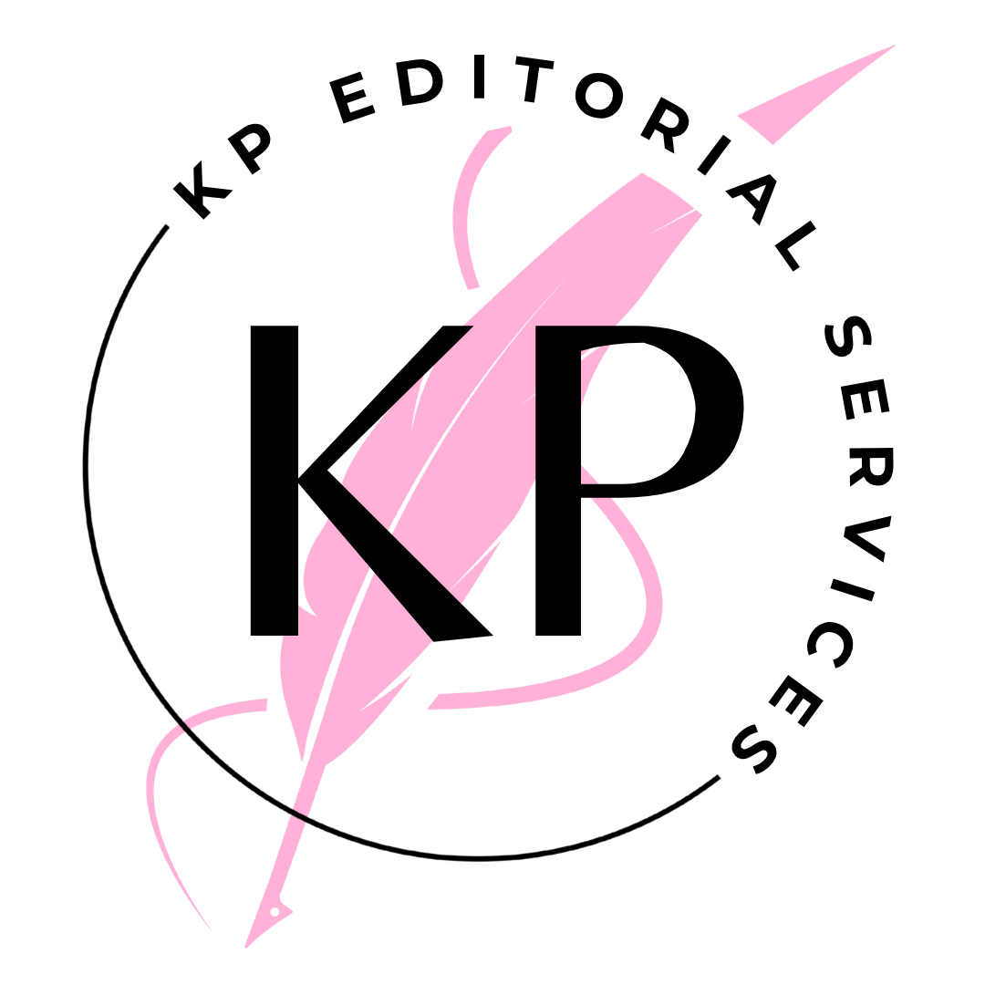 Decorative logo featuring a pink quill pen
