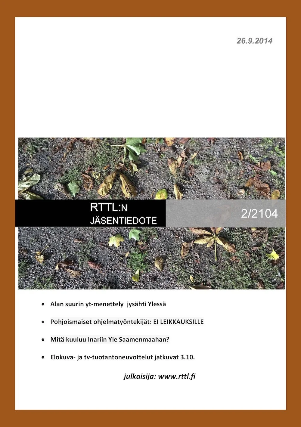 Lehtiä ja maata. "Liiton Arkki" kansilehti.