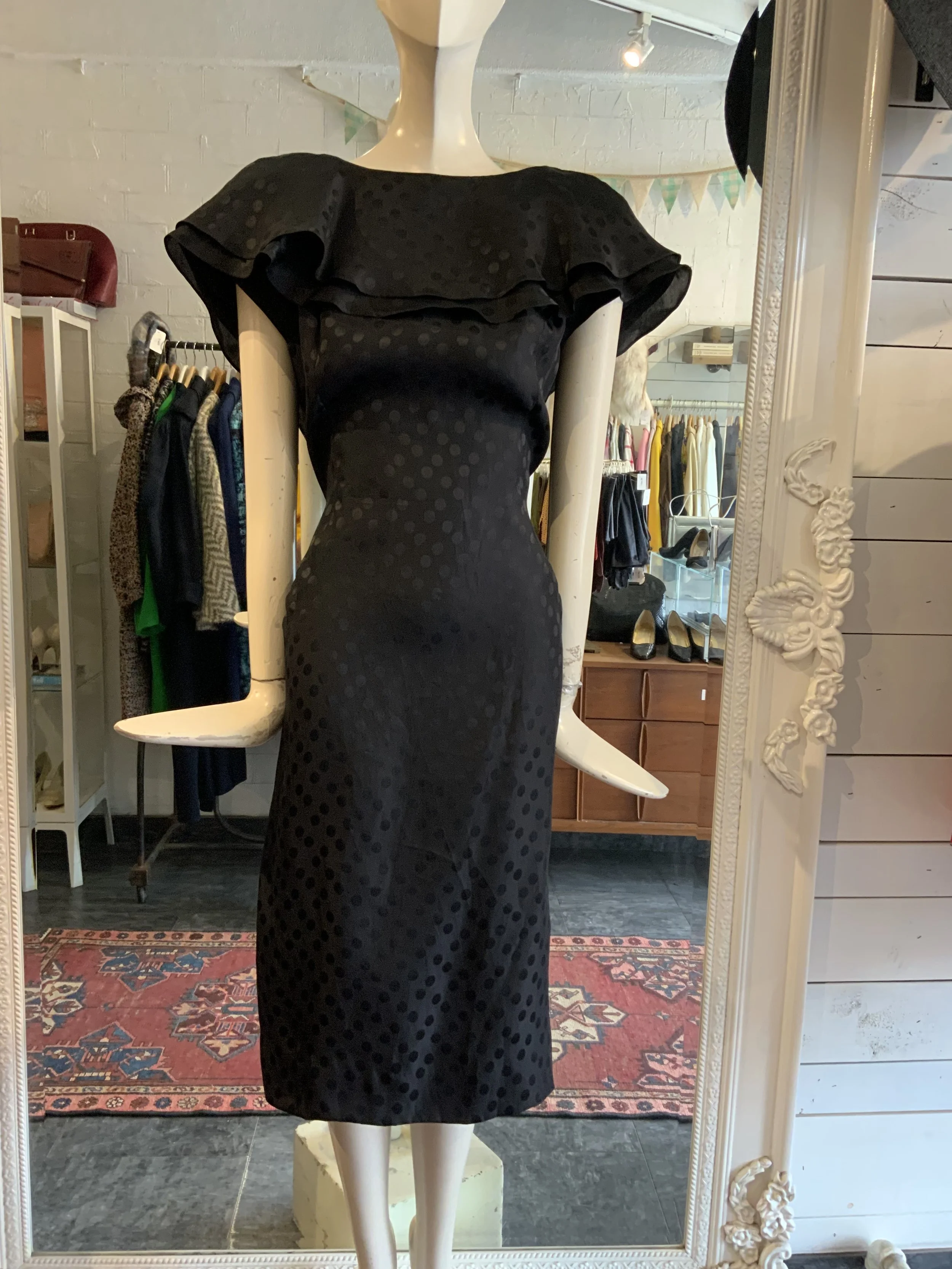 Albert Nipon Silk Polka Dot Dress | Size Large