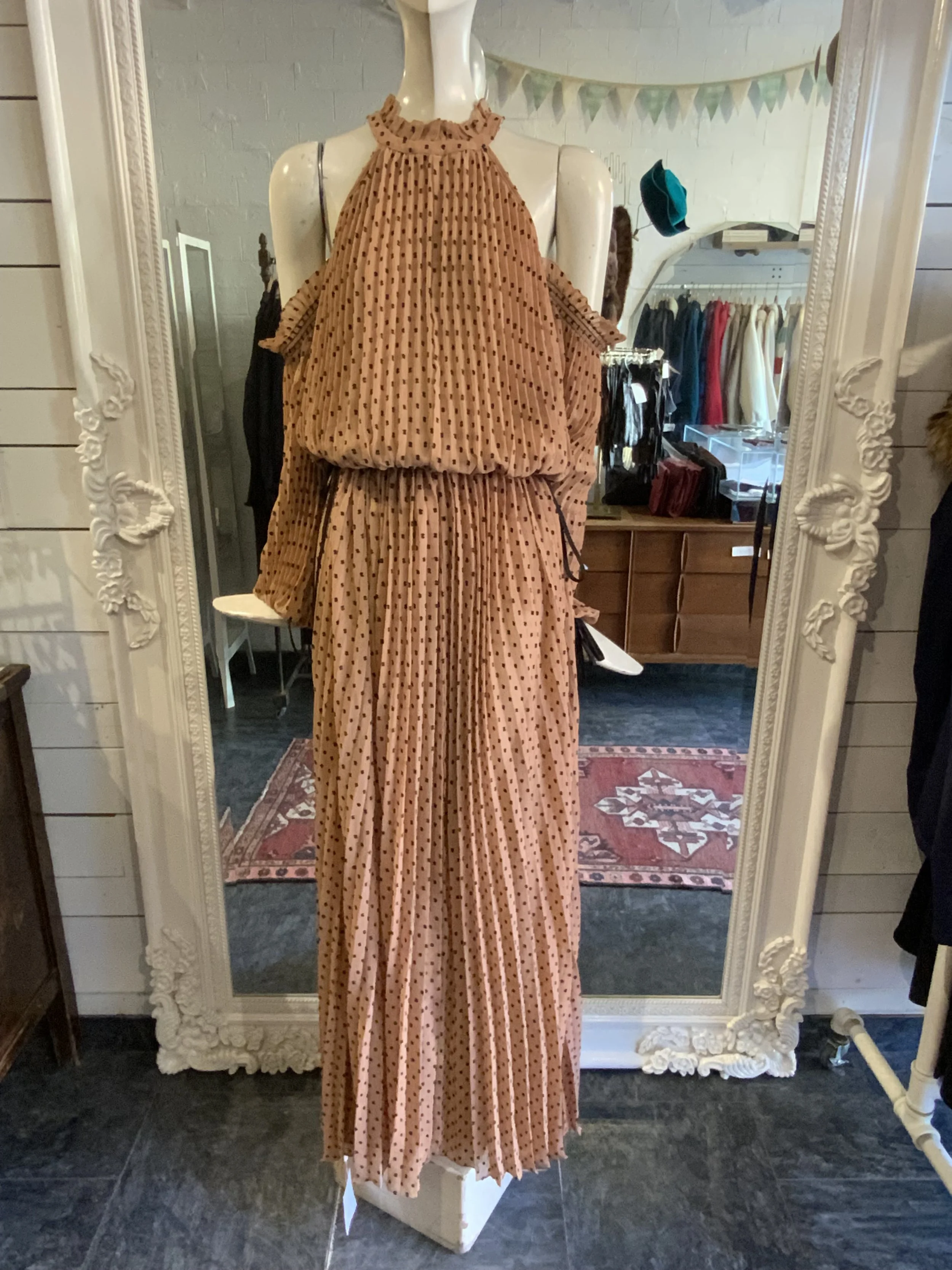 Self Portrait Plumetis Pleated Maxi Dress| Size Small