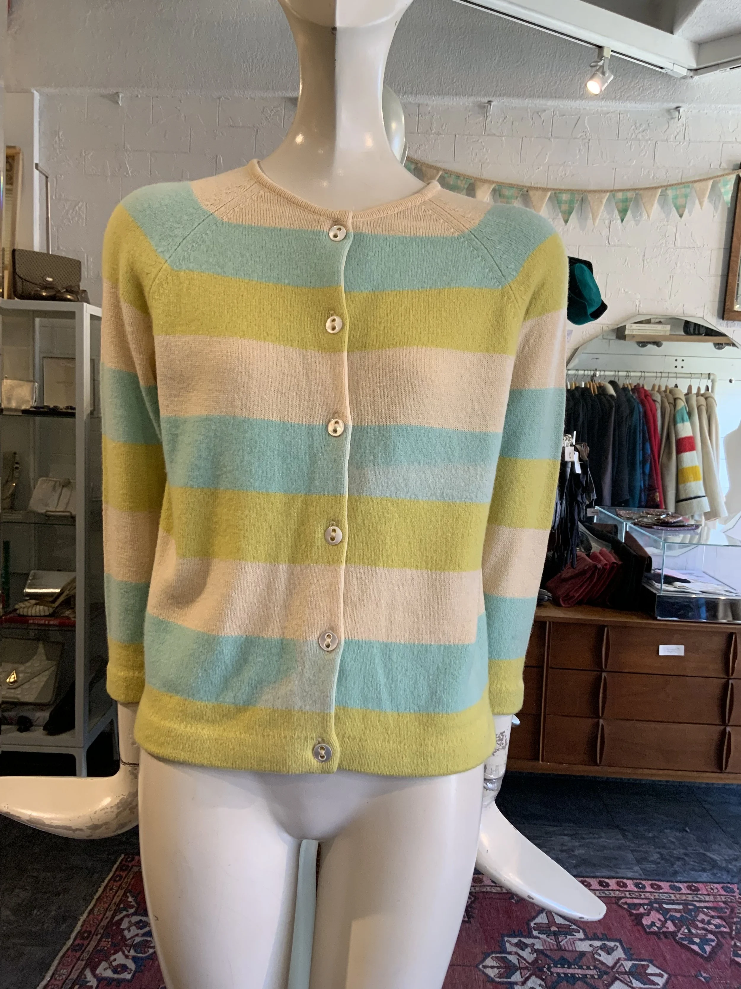 1950s Striped Cashmere Cardigan  | Size XS-Small