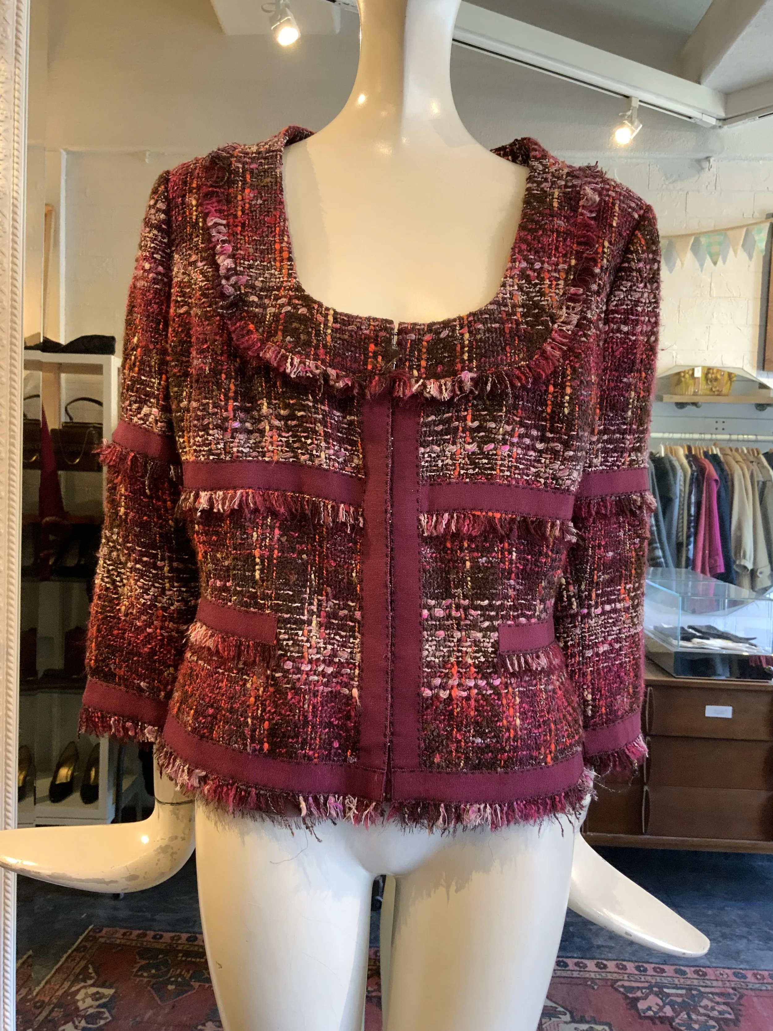 St. John burgundy tweed jacket  | Size 10