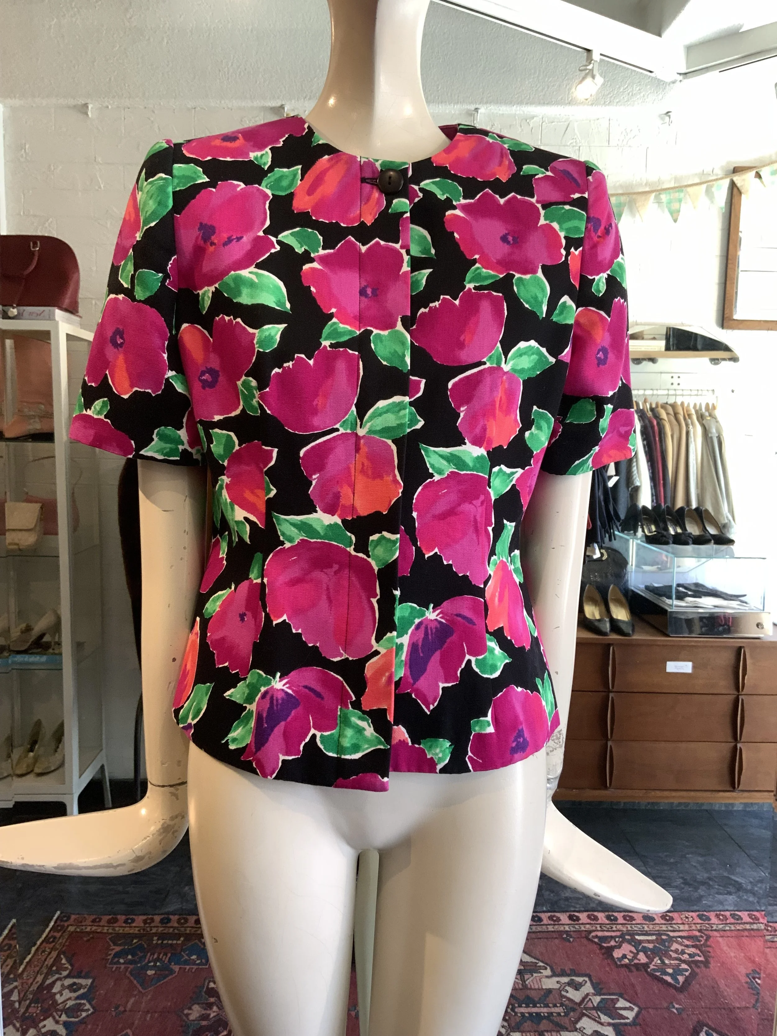 Ports floral short sleeve jacket  | Size Small