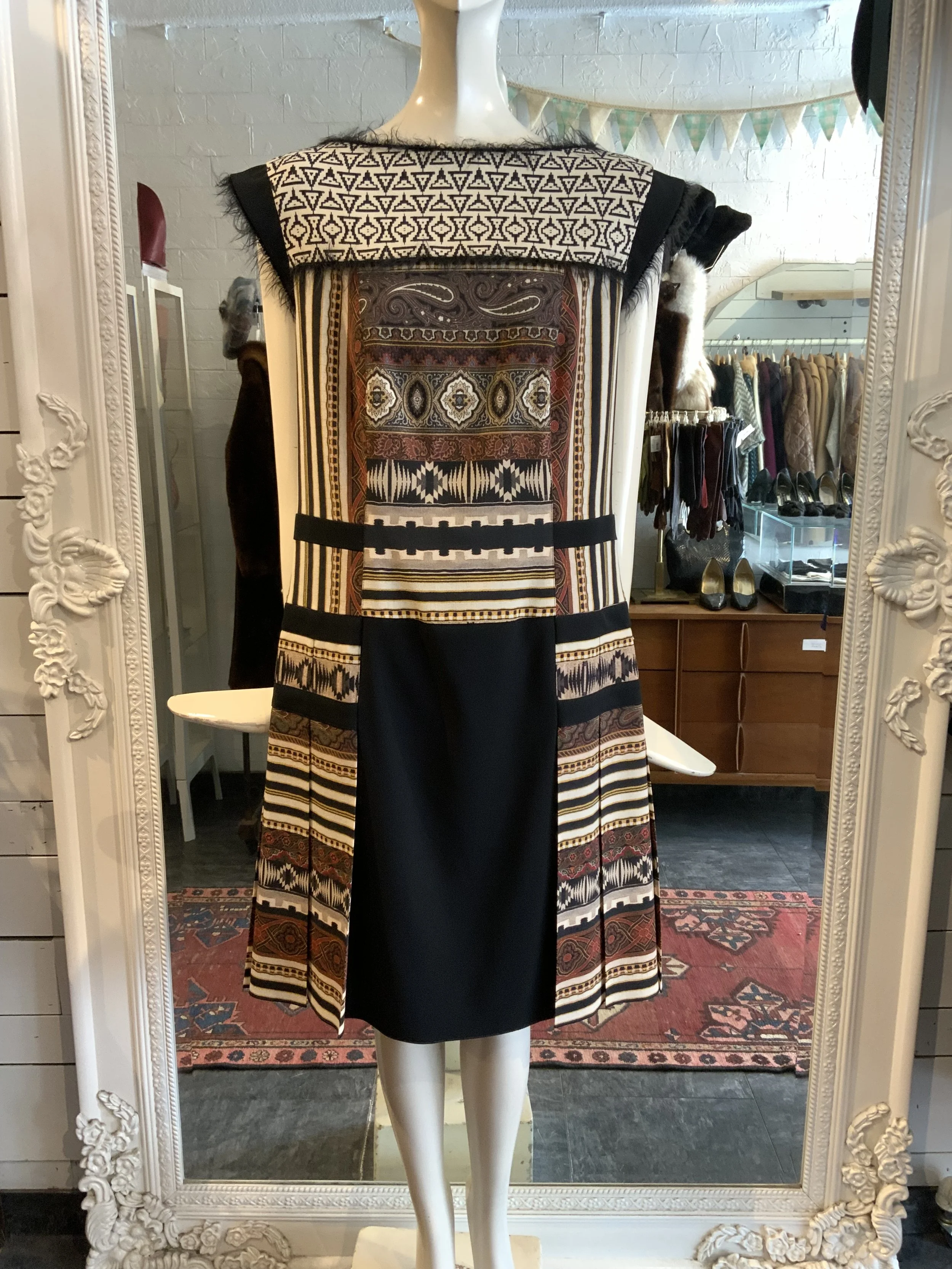 Etro wool black and brown dress| Size 46