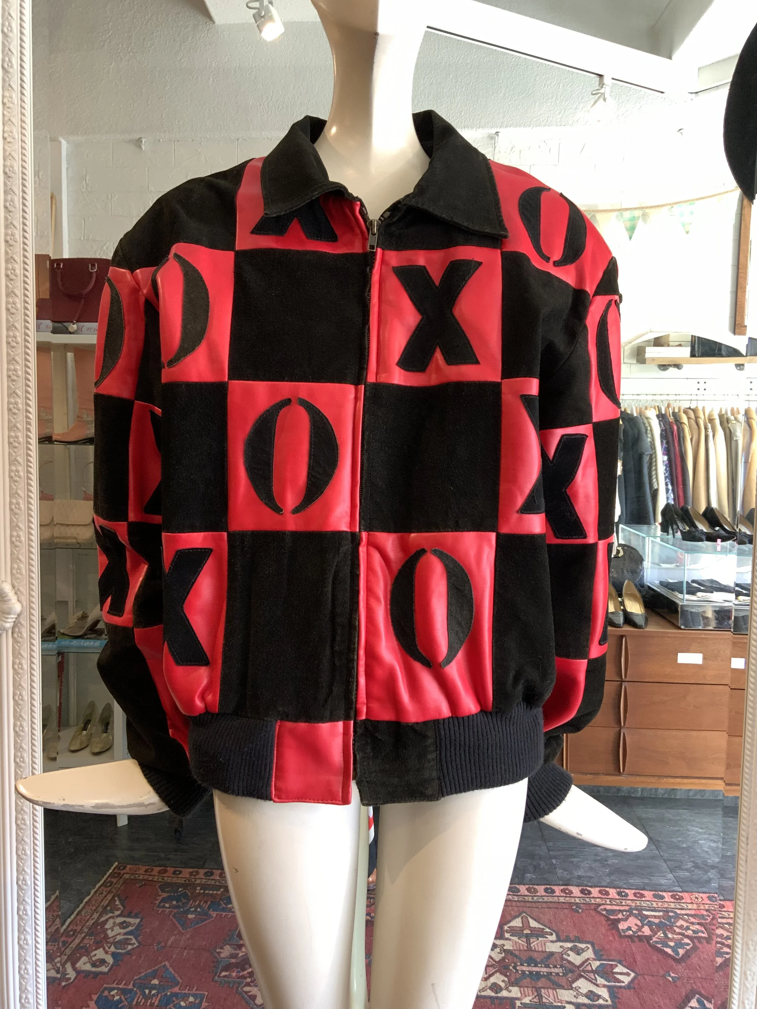 1990s XO red & black leather jacket  | Size Medium