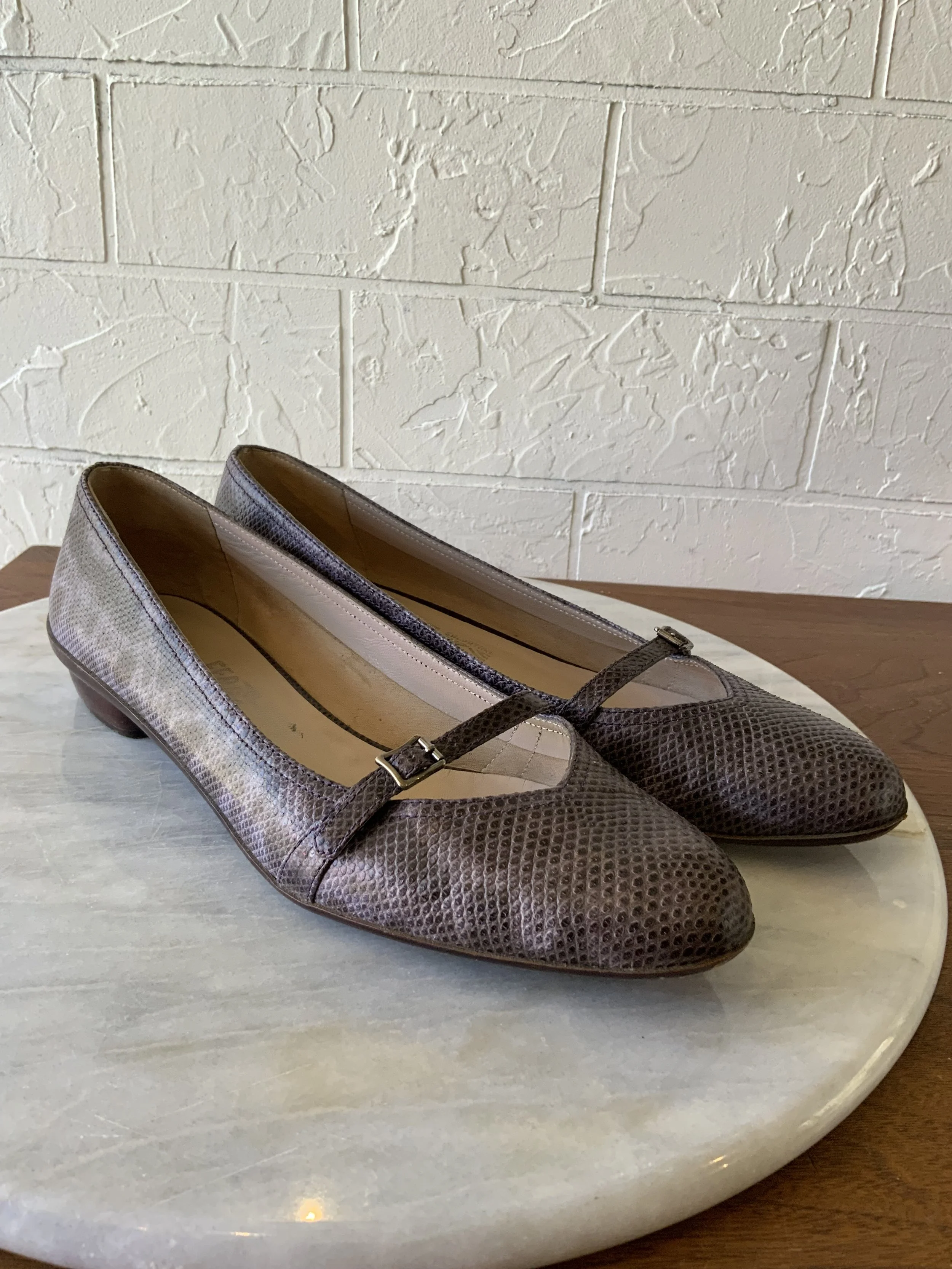 Ferragamo purple snakeskin flats | Size 8.5