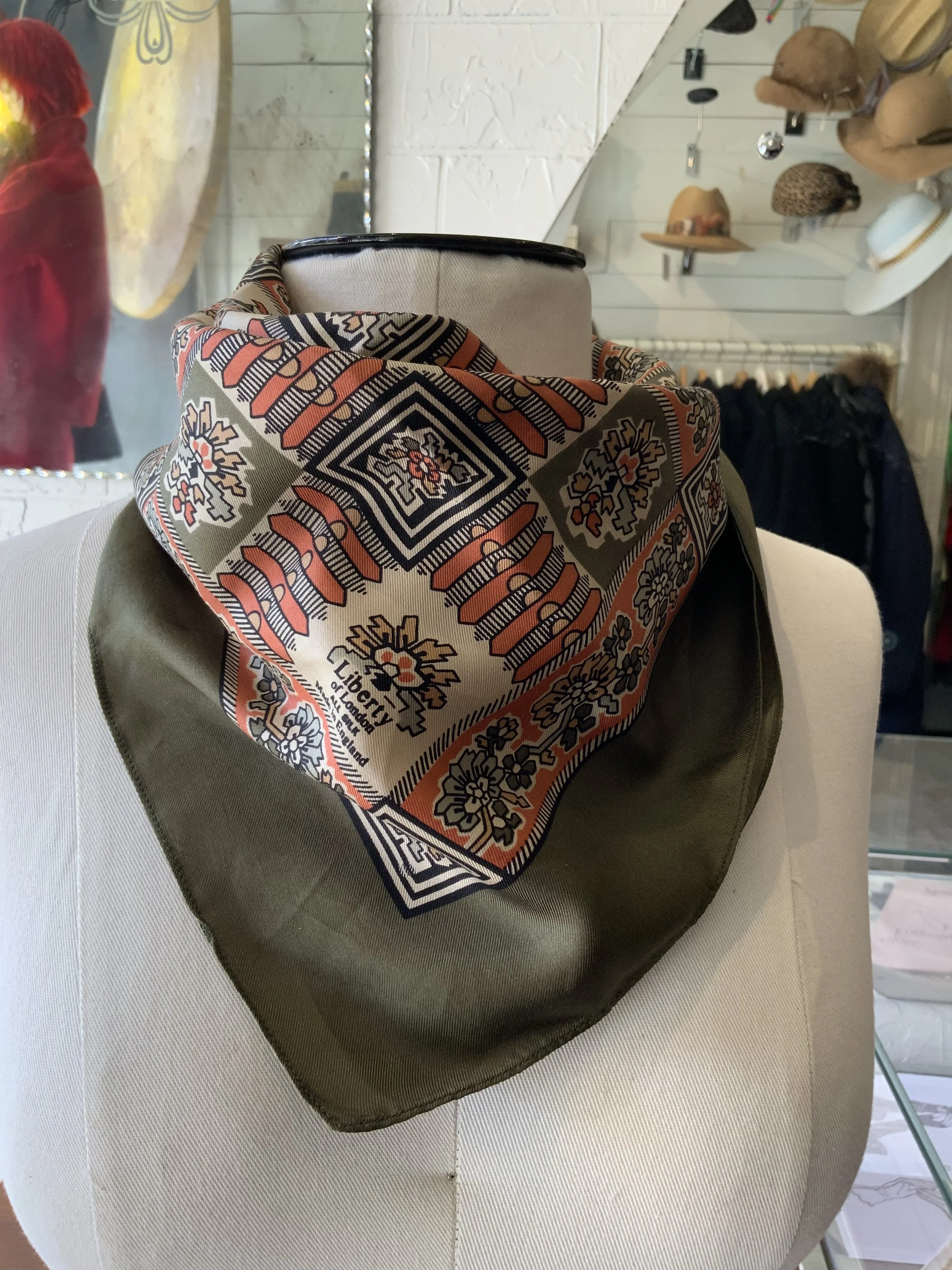 Liberty Sage & Peach Silk Scarf