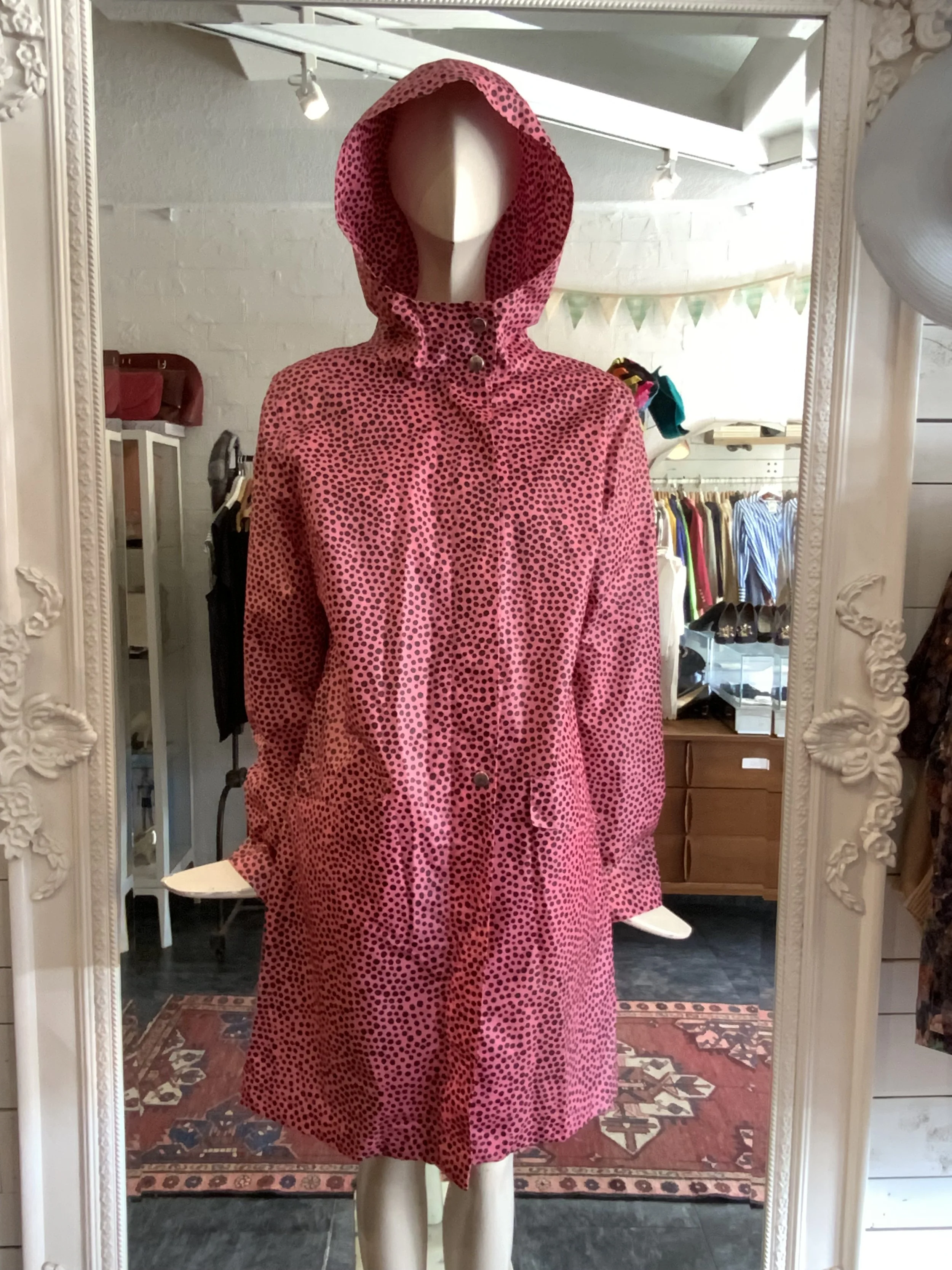 Marimekko pink polka dot rain coat | Size Small