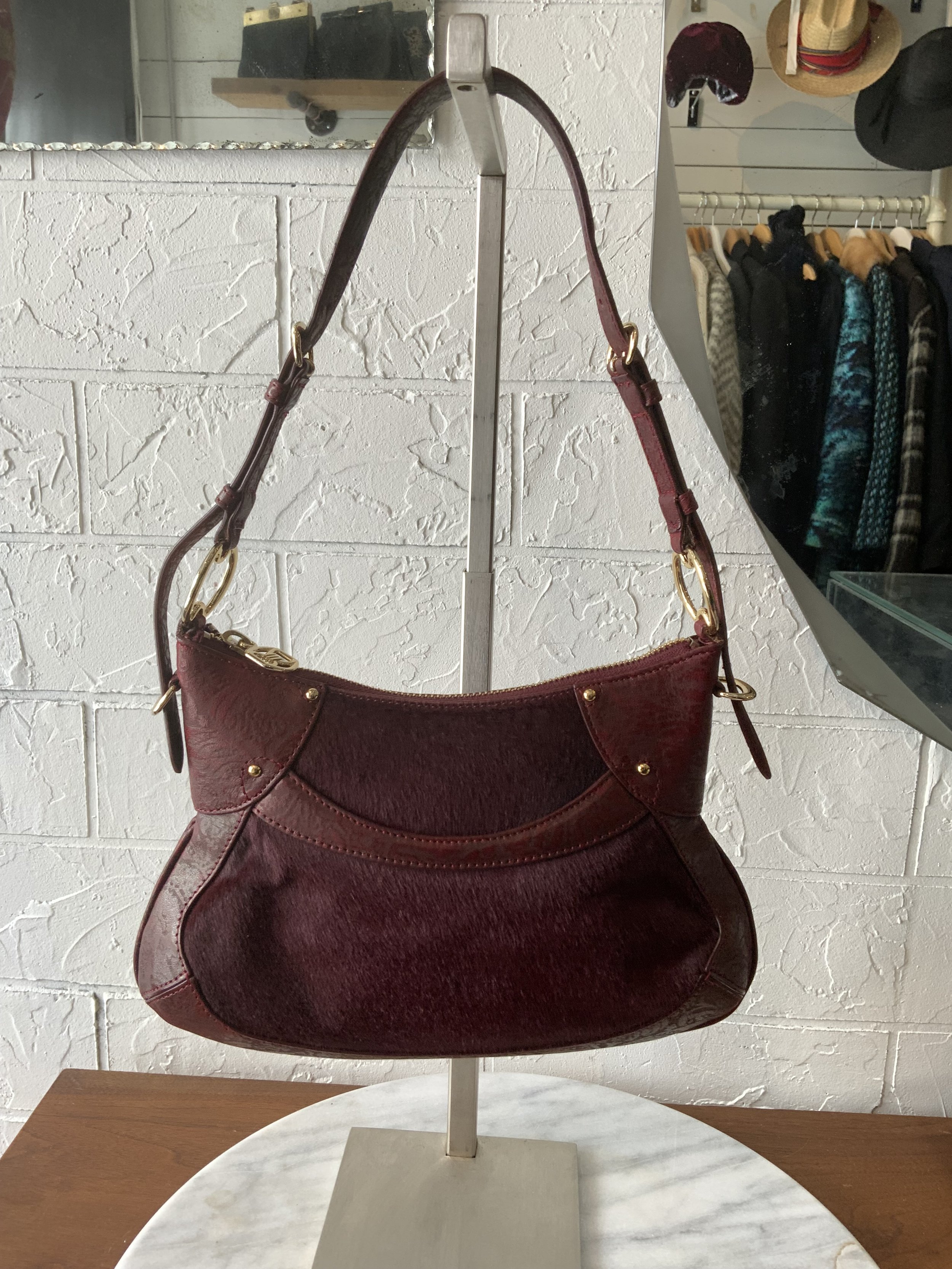 DKNY burgundy leather shoulder bag