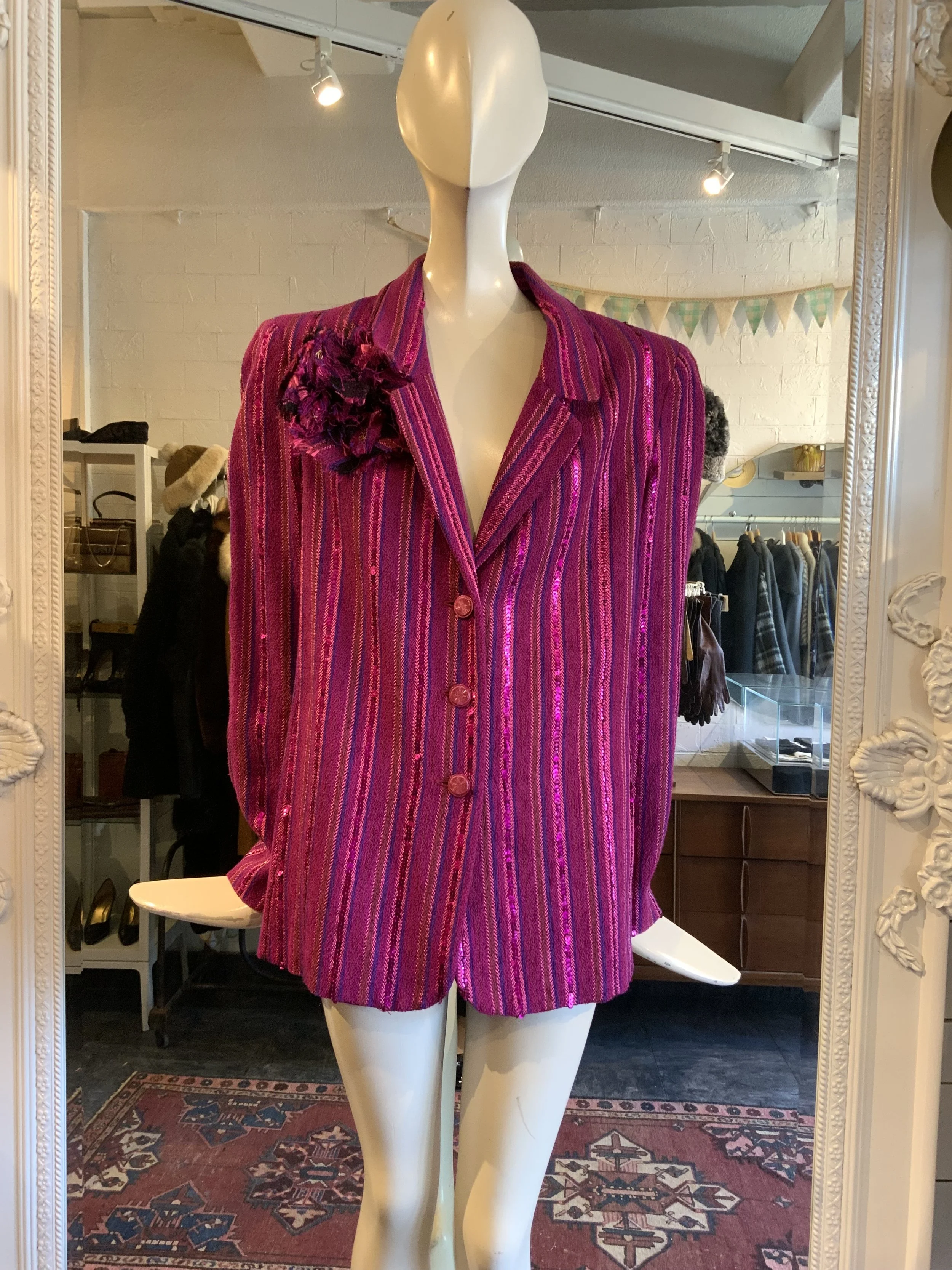 CHANEL Spring 2001 pink sequin jacket | Size 8