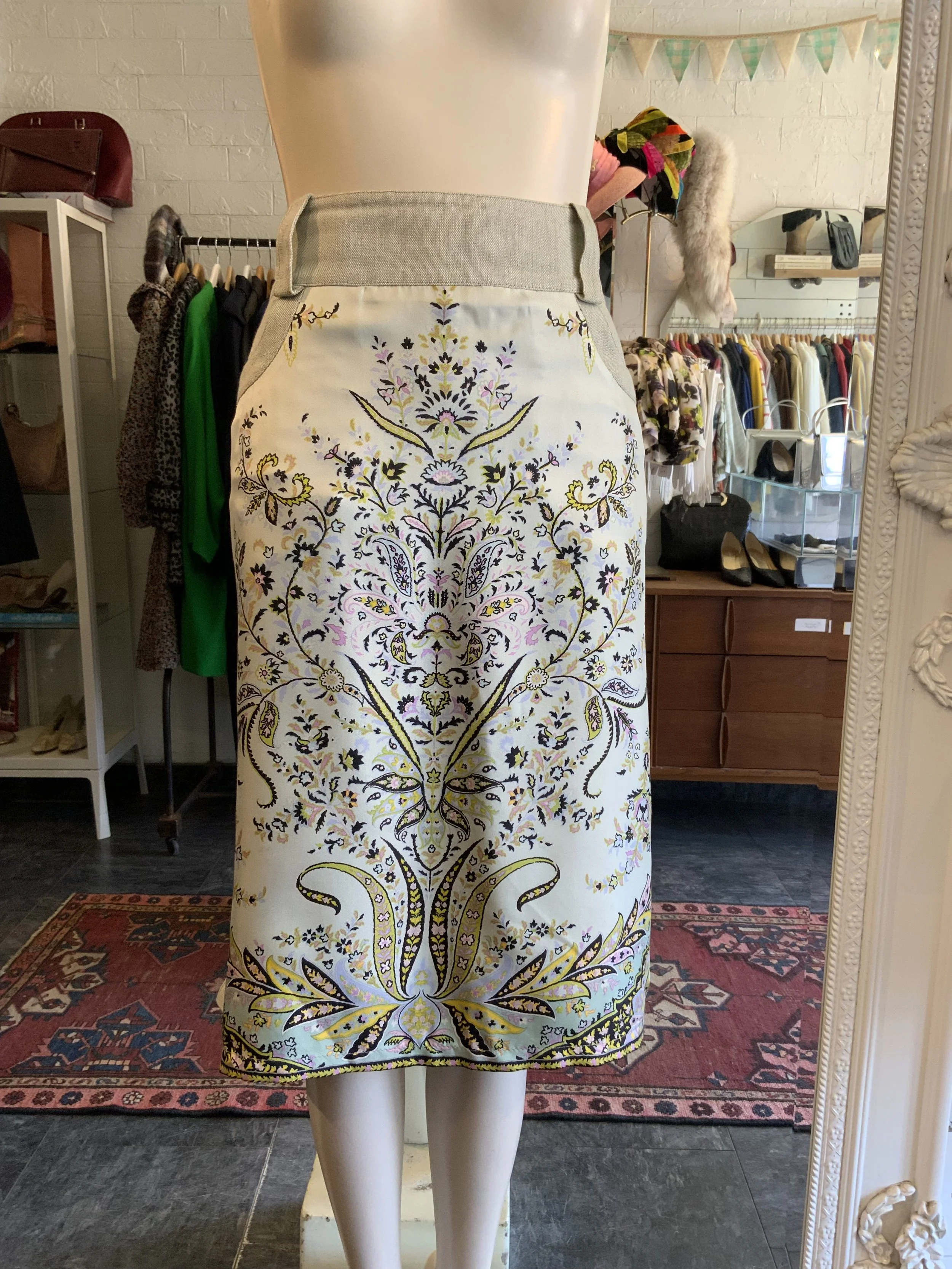 Etro silk pale blue paisley skirt | Size Large