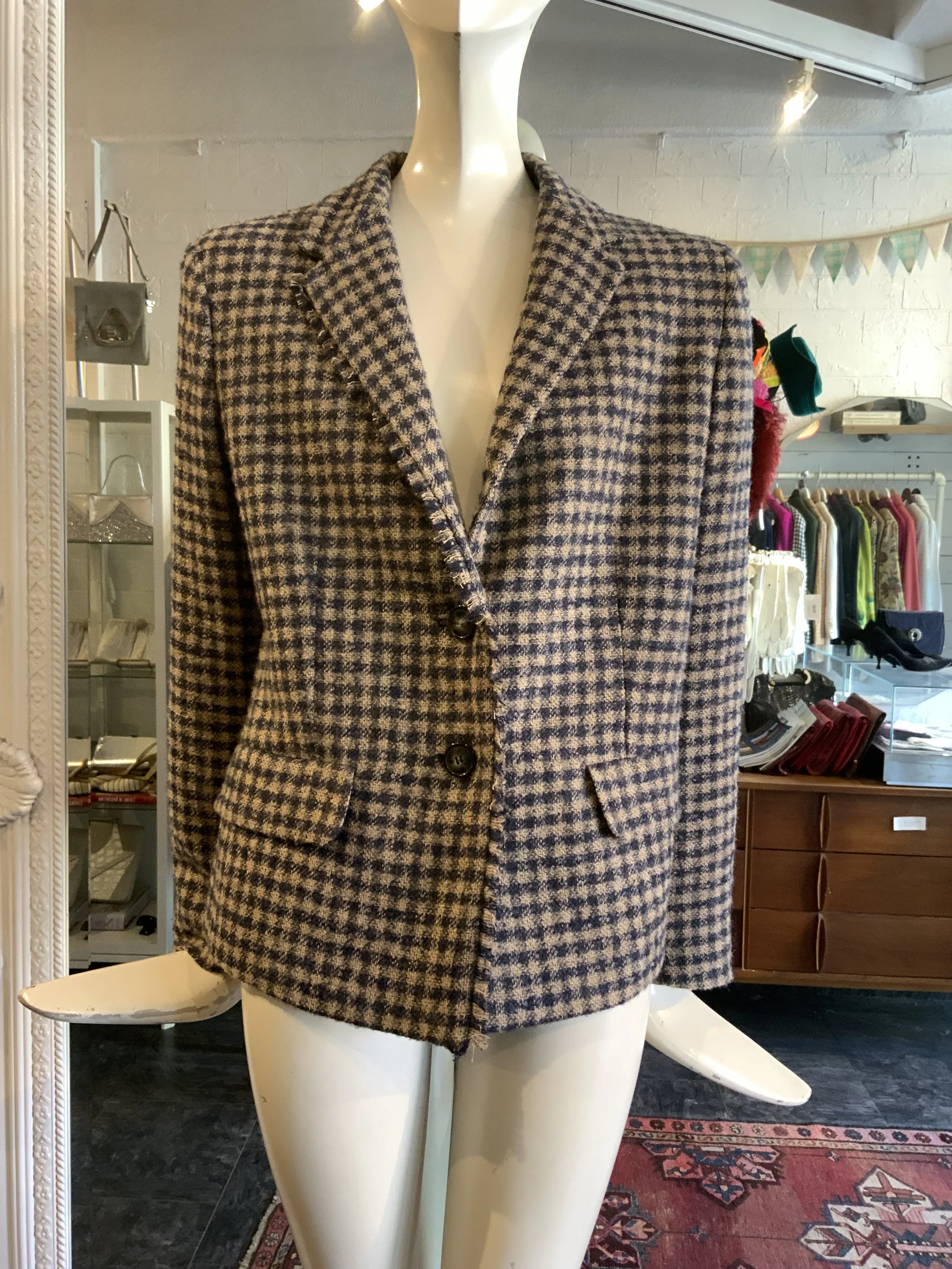 MaxMara Wool Houndstooth Jacket | Size Medium