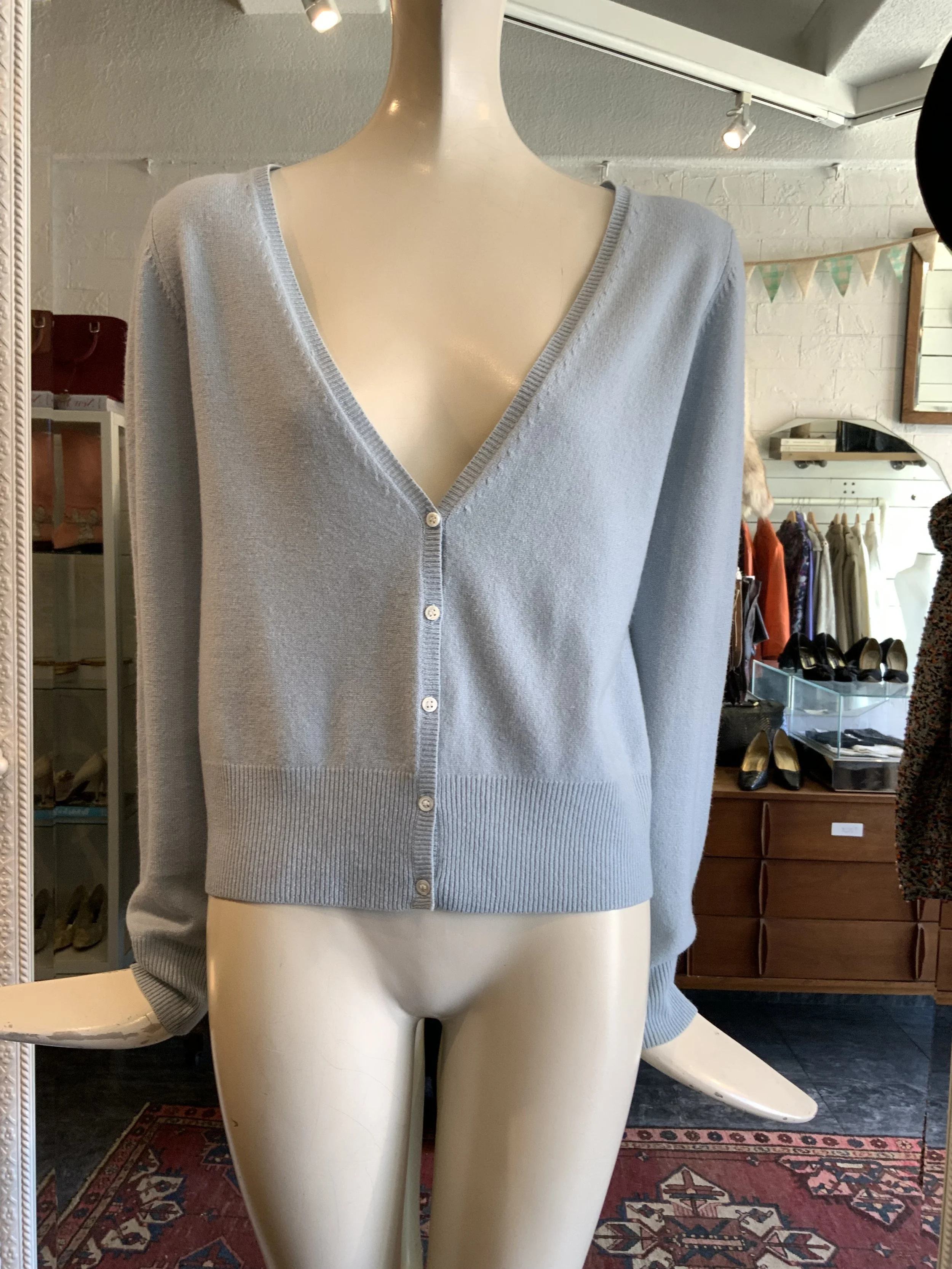 90s Holt Renfrew blue cashmere cardigan  | Size Small