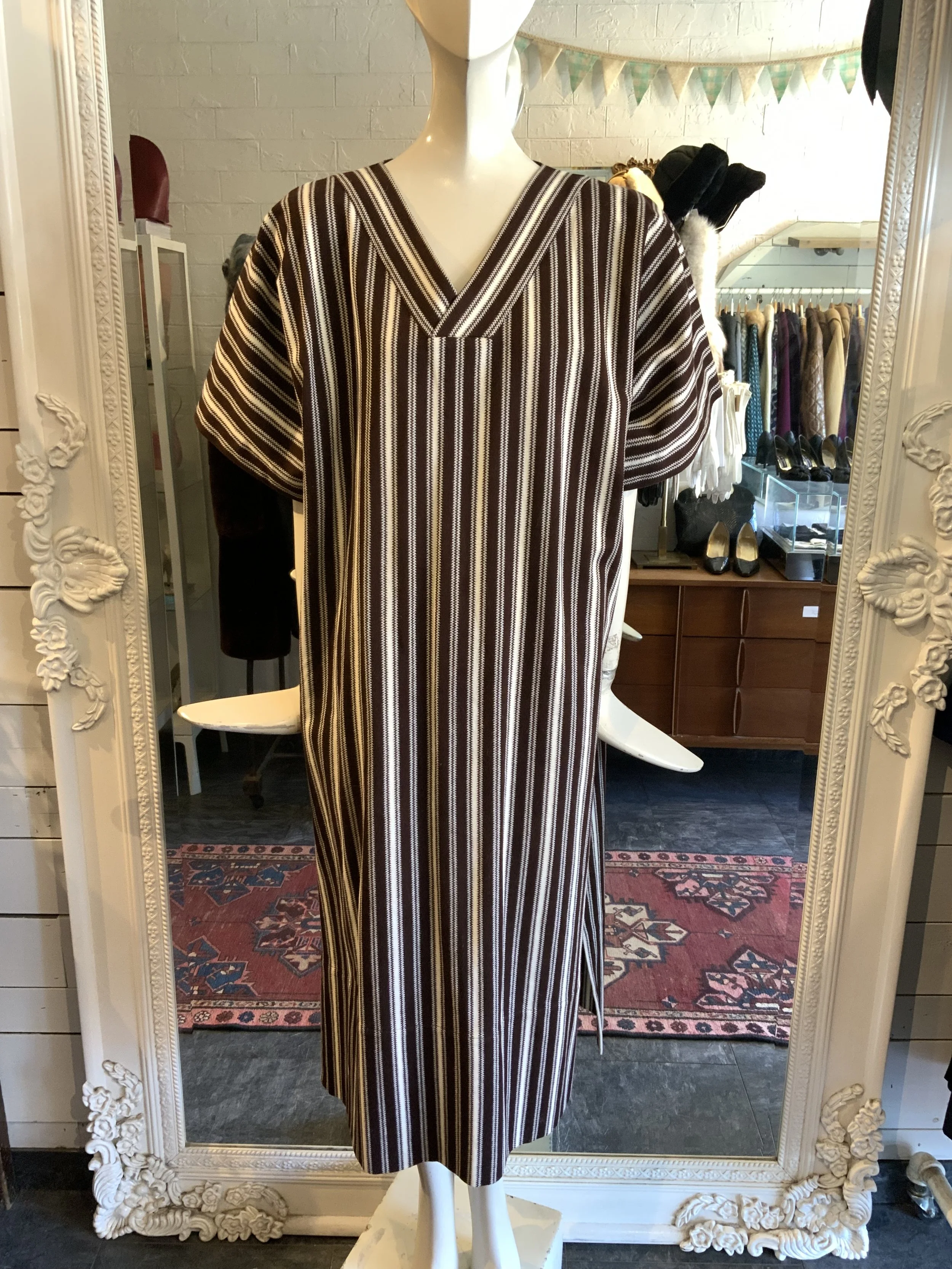 Jil Sander striped cotton caftan | Size Small
