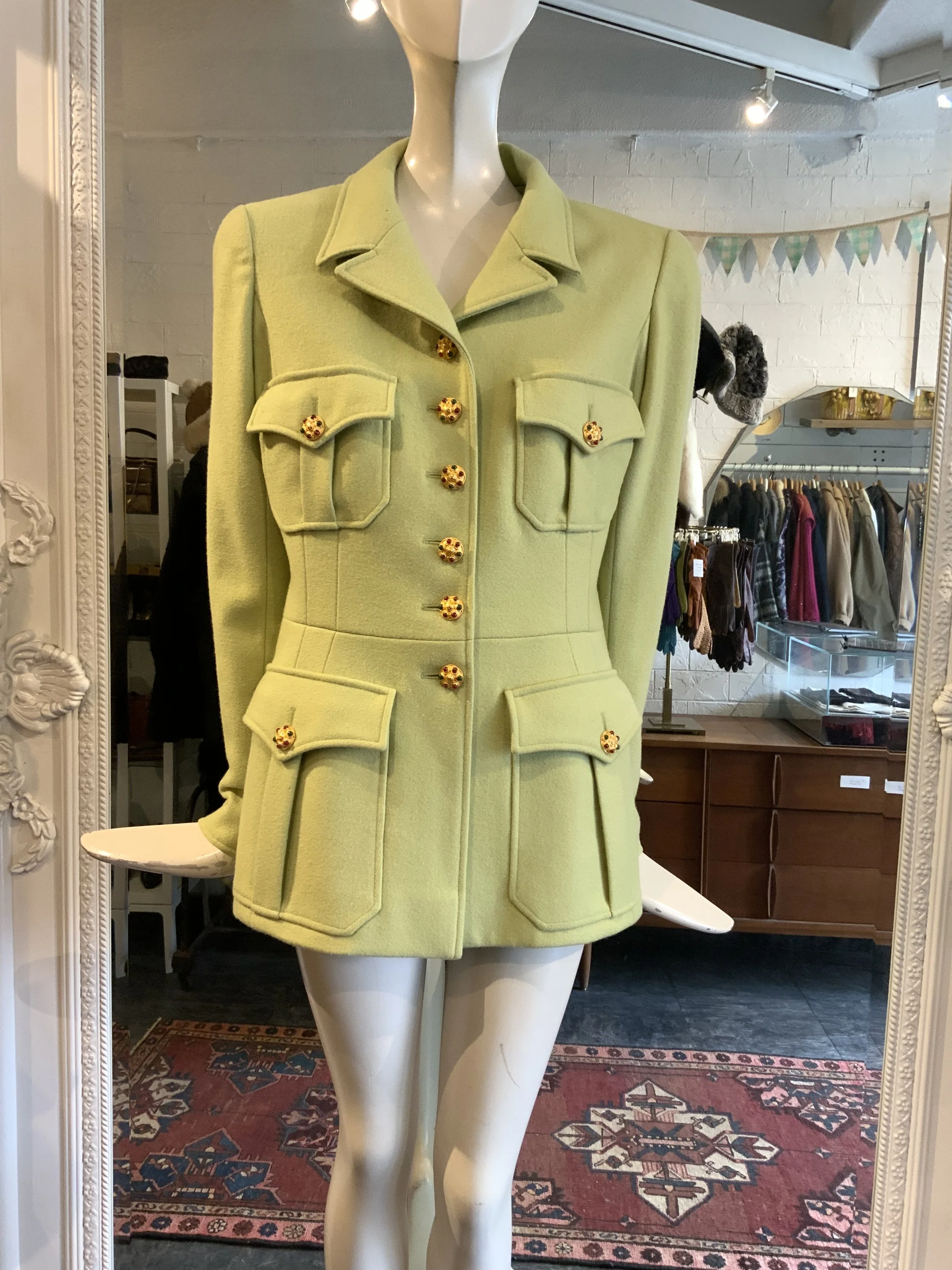 CHANEL 1996 green wool jacket | Size 4-6