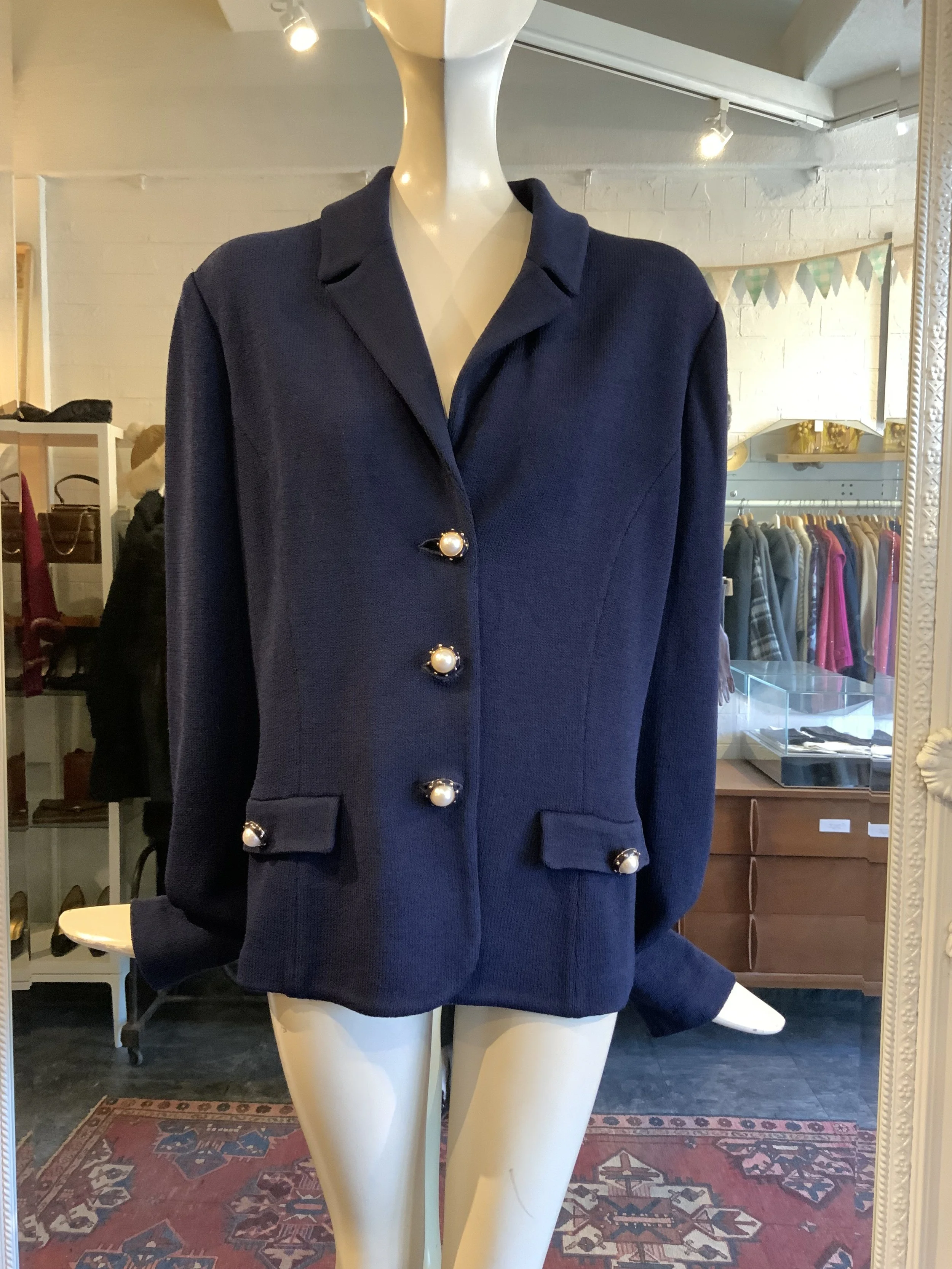 St. John navy knit jacket  | Size 10-12