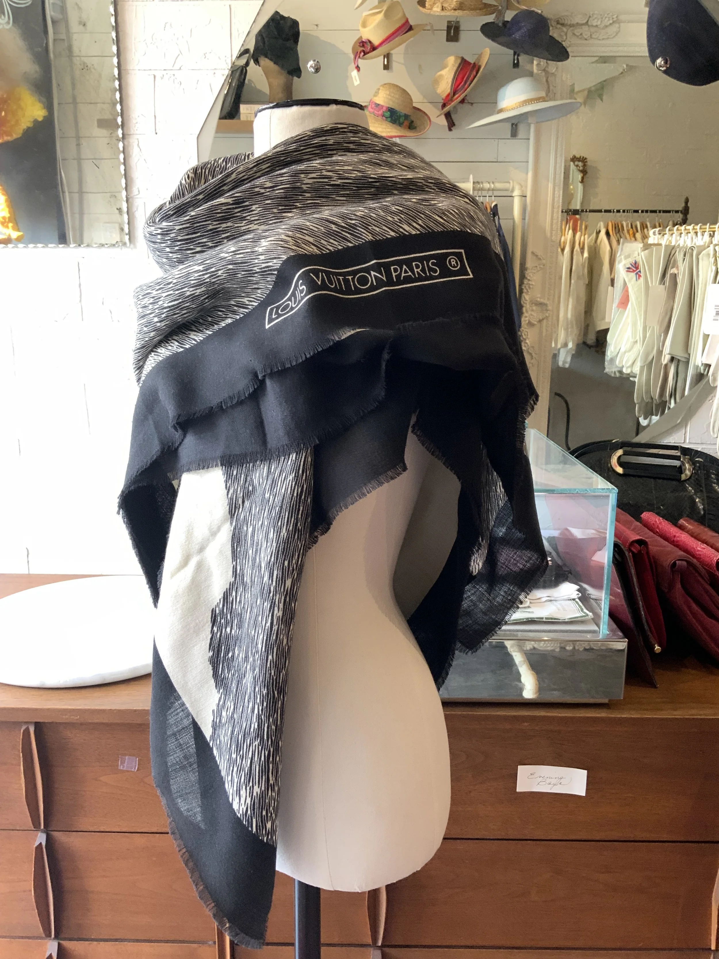 Louis Vuitton black and cream shawl