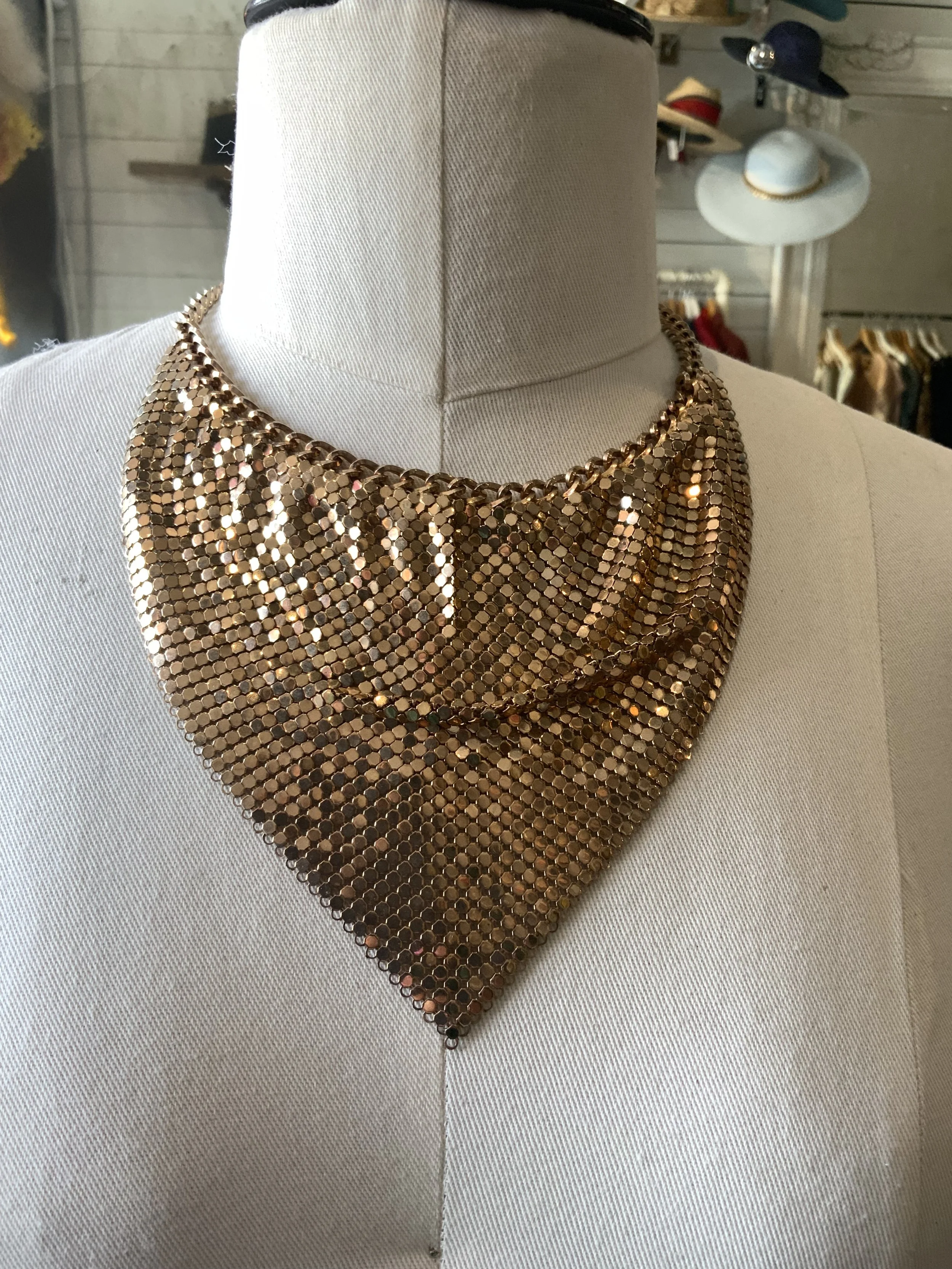 Gold mesh handkerchief necklace