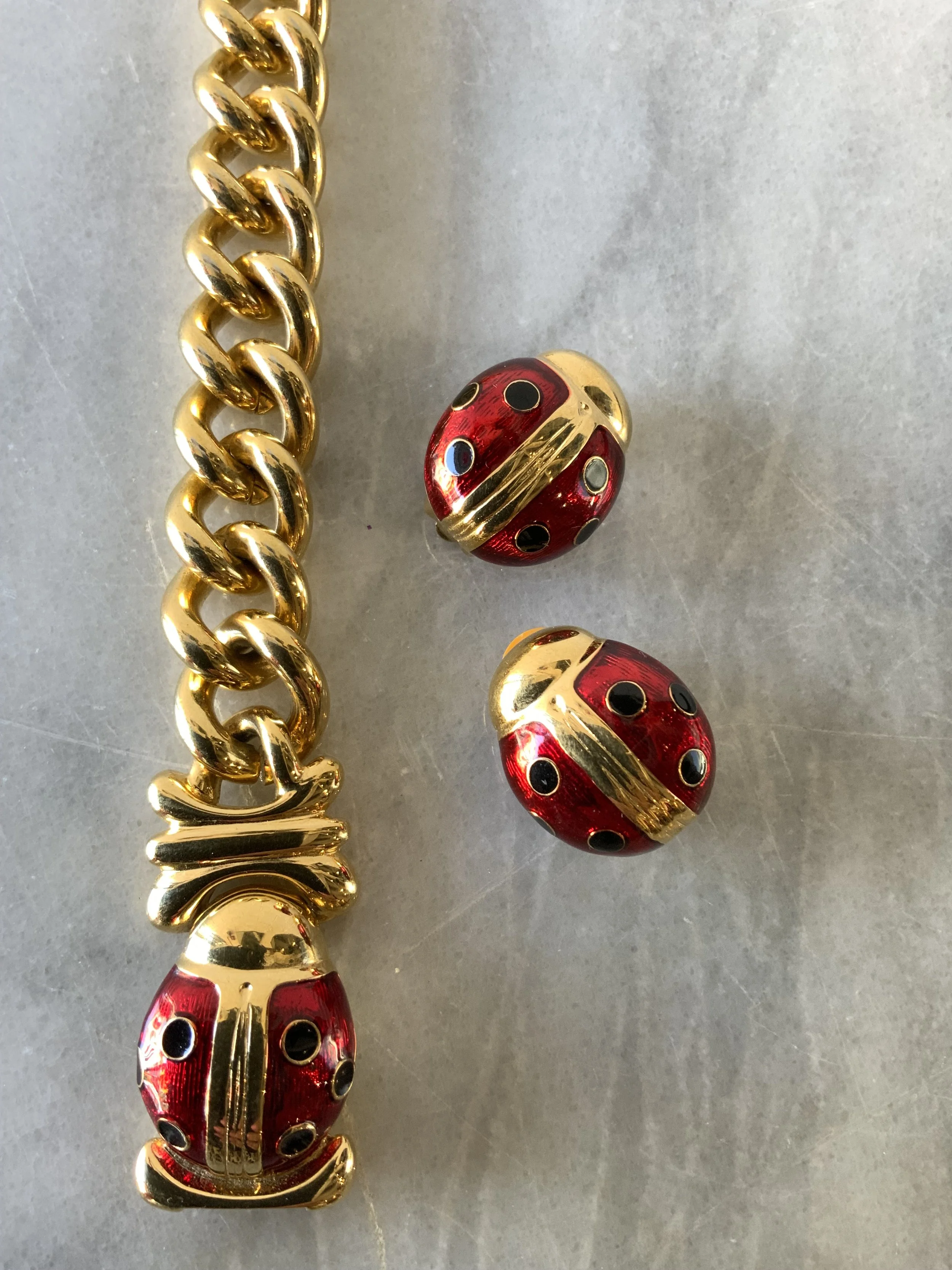 Joan Rivers Lady Bug Bracelet & Earrings Set