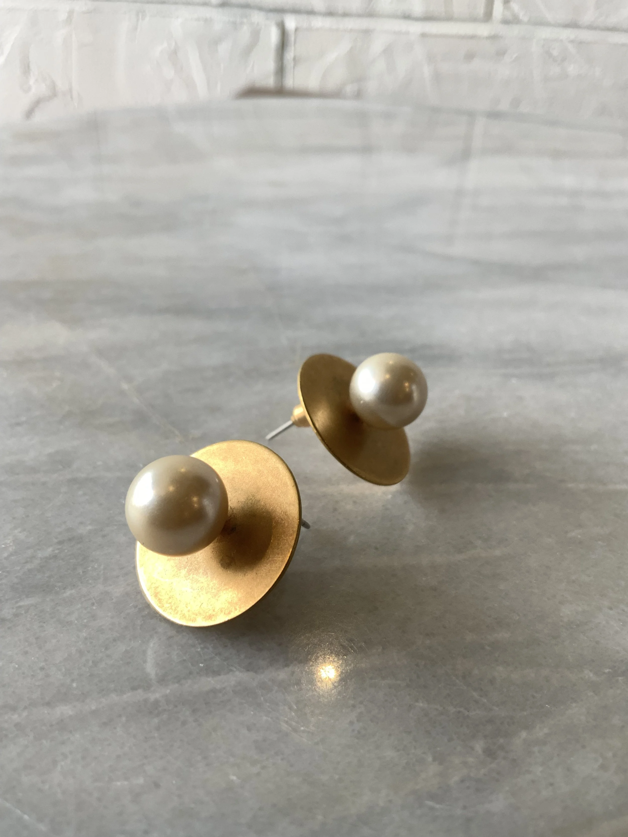 Martha Sturdy gold tone pearl earrings