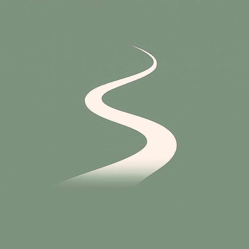 Logo jade mac sweeney coaching, route sinueuse blanche sur fond vert