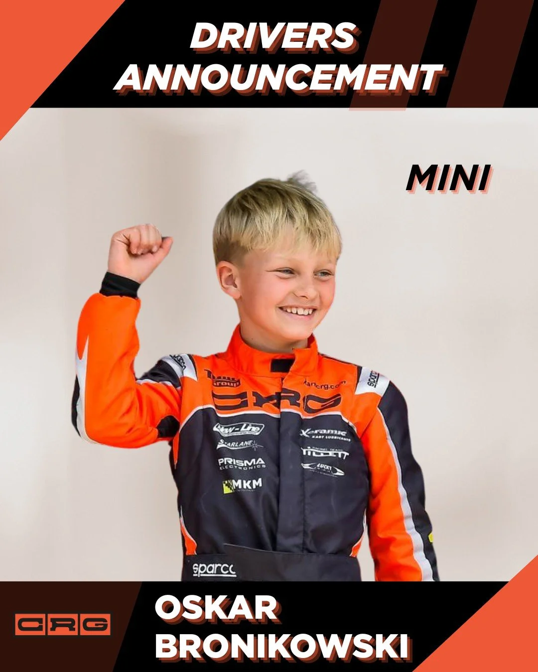 Oscar Bronikowski joins the CRG Team MINI for the 2026 season 🤝🏁

🇵🇱 Born on October 20th, 2016 in Warsaw, Oscar is one of the youngest and most exciting Polish talents on the international karting scene. After starting his karting journey in Nov