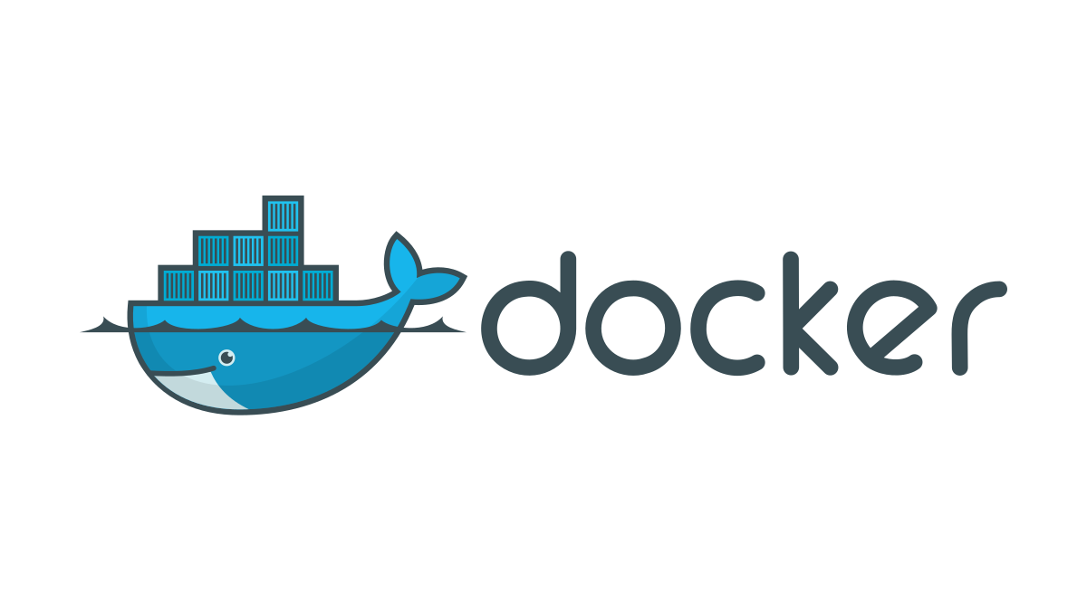 Logo von Docker, ein minimalistischer blauer Walfisch mit Container-Stacks auf seinem Rücken und dem Schriftzug 'docker'