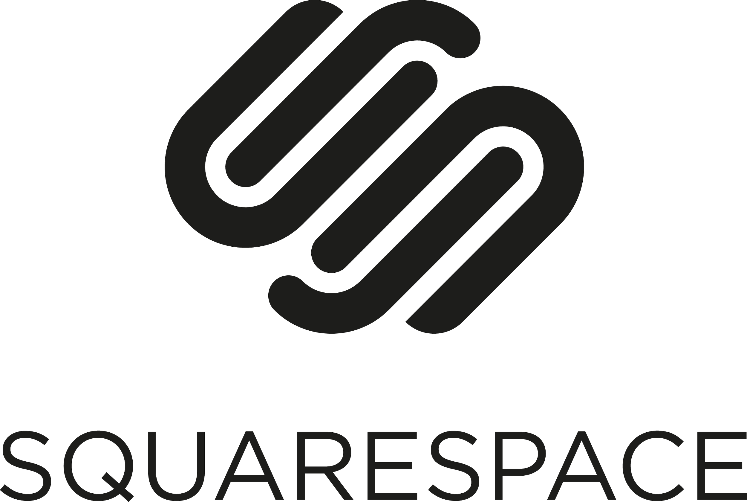 Schwarz-weiß Logo mit stilisiertem Design für 'SquareSpace'