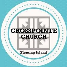Logo of Crosspointe Church on Fleming Island with geometric design and text.