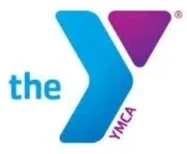 YMCA logo with blue 'Y' and purple triangle, and the words 'the YMCA'