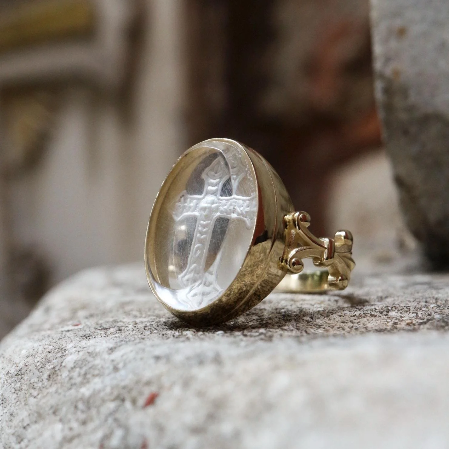 Cross Intaglio Ring