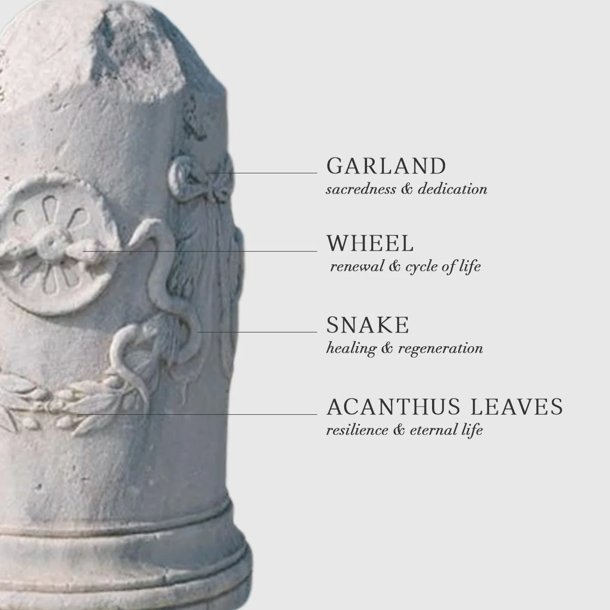 Pergamon Asklepieion is a healing temple consecrated in the name of Asclepius, the god of medicine in ancient Greece. The design of these rings are based on the monument column still at that location to this day. The column features the snakes that w