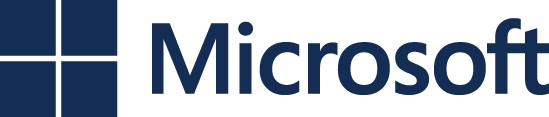 Microsoft logo in dark blue, featuring a stylized window symbol and the text "Microsoft."
