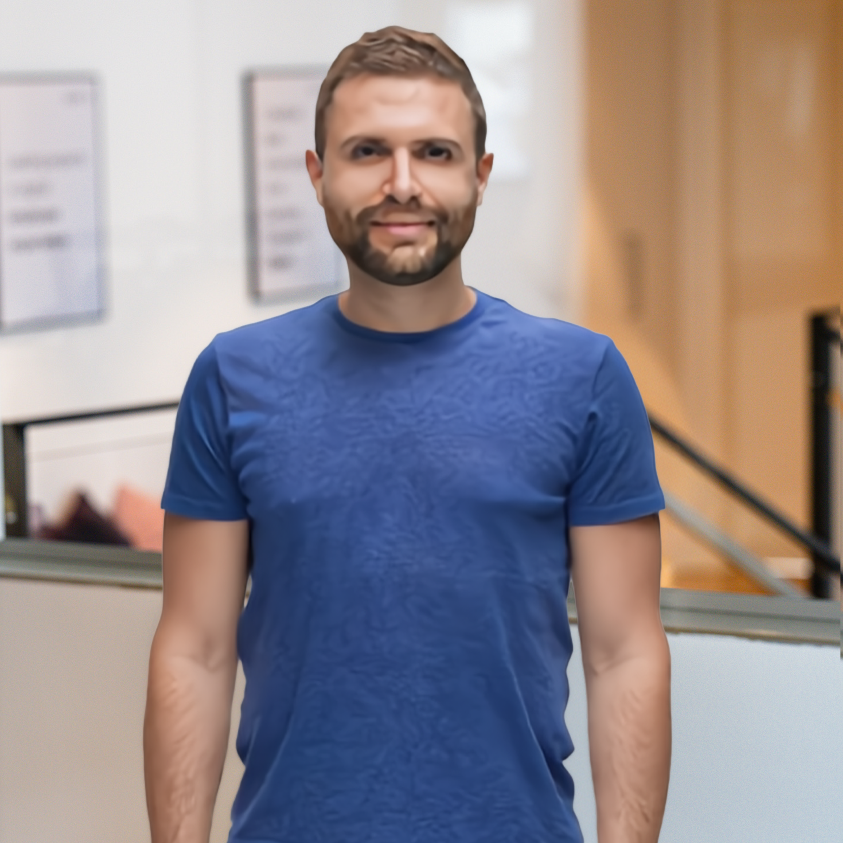 Man wearing a blue shirt