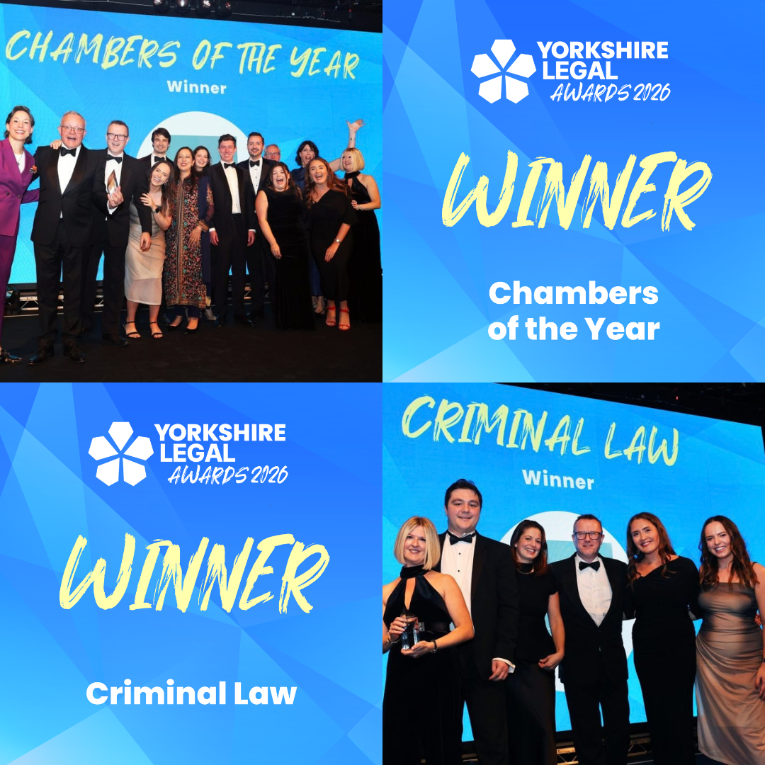 We are delighted to be named Chambers of the Year and Criminal Law Team of the Year at the Yorkshire Legal Awards 2026!