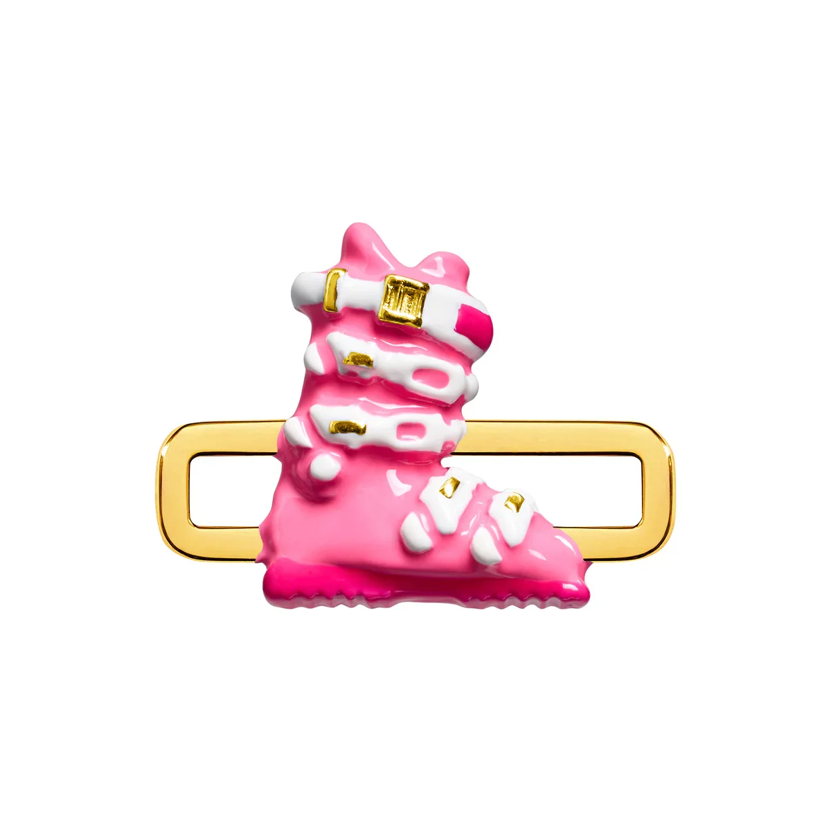 Poubel -Pink Ski Boot Charm (Gold)