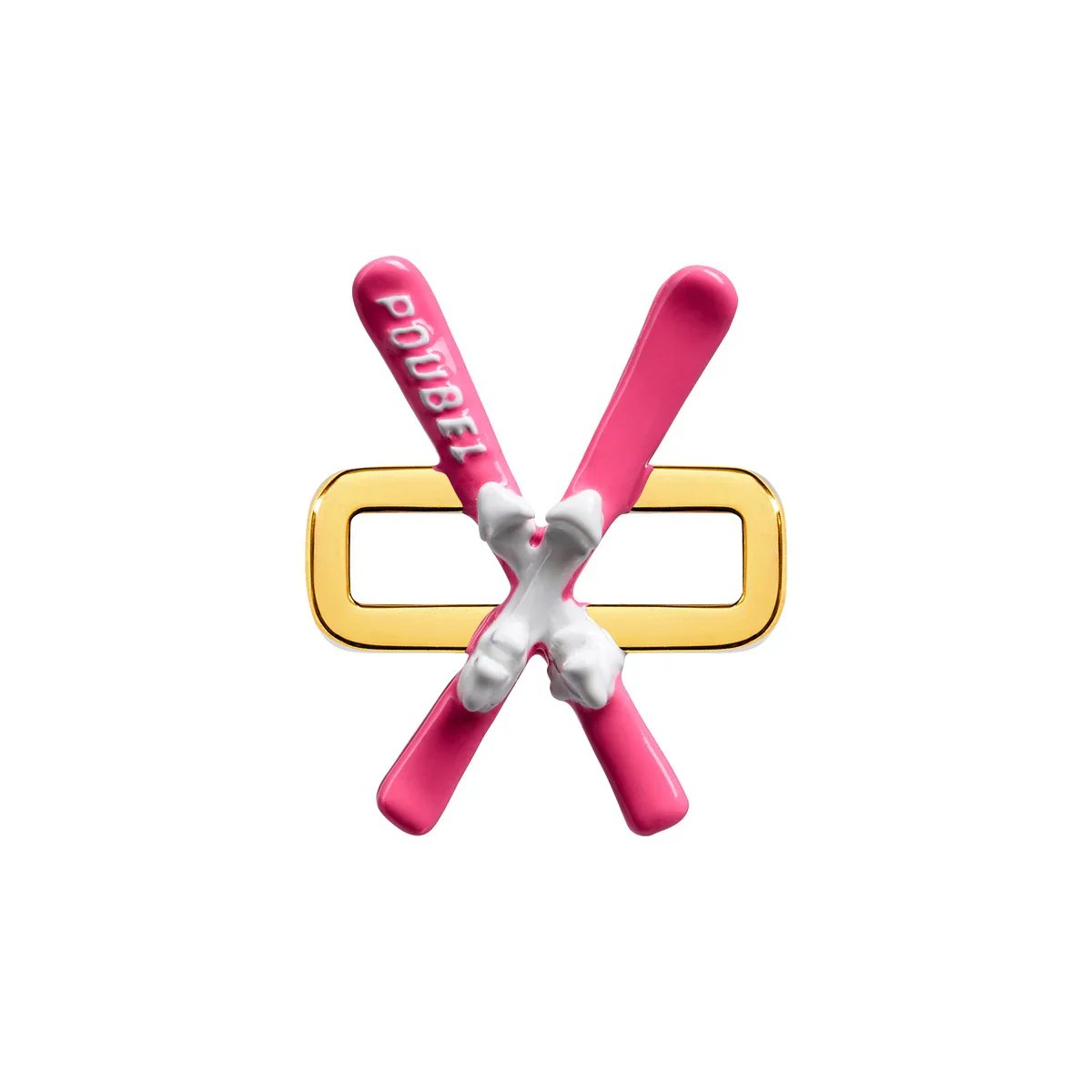 Poubel -Pink Skis Charm (Gold)