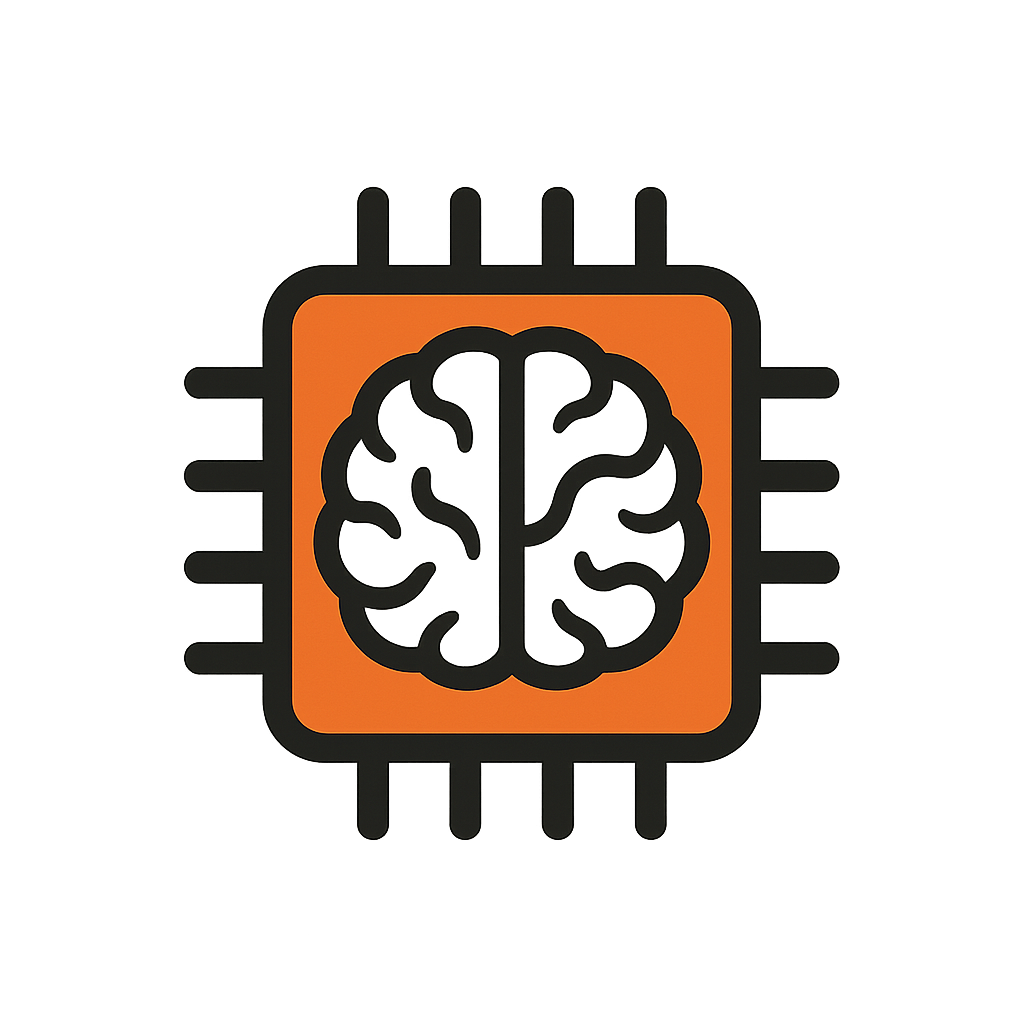 Illustration of a computer chip with a brain inside it, symbolizing artificial intelligence or human brain integration with technology.